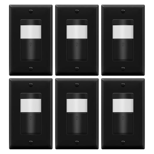 TOPGREENER PIR Motion Sensor Light Switch, Occupancy & Vacancy Motion Sensor Switch, 𝐎𝐩𝐞𝐫𝐚𝐛𝐥𝐞 𝐖𝐢𝐭𝐡𝐨𝐮𝐭 𝐆𝐫𝐨𝐮𝐧𝐝 𝐖𝐢𝐫𝐞, No Neutral Wire, TDOS5-HL-BK-6PCS, Black