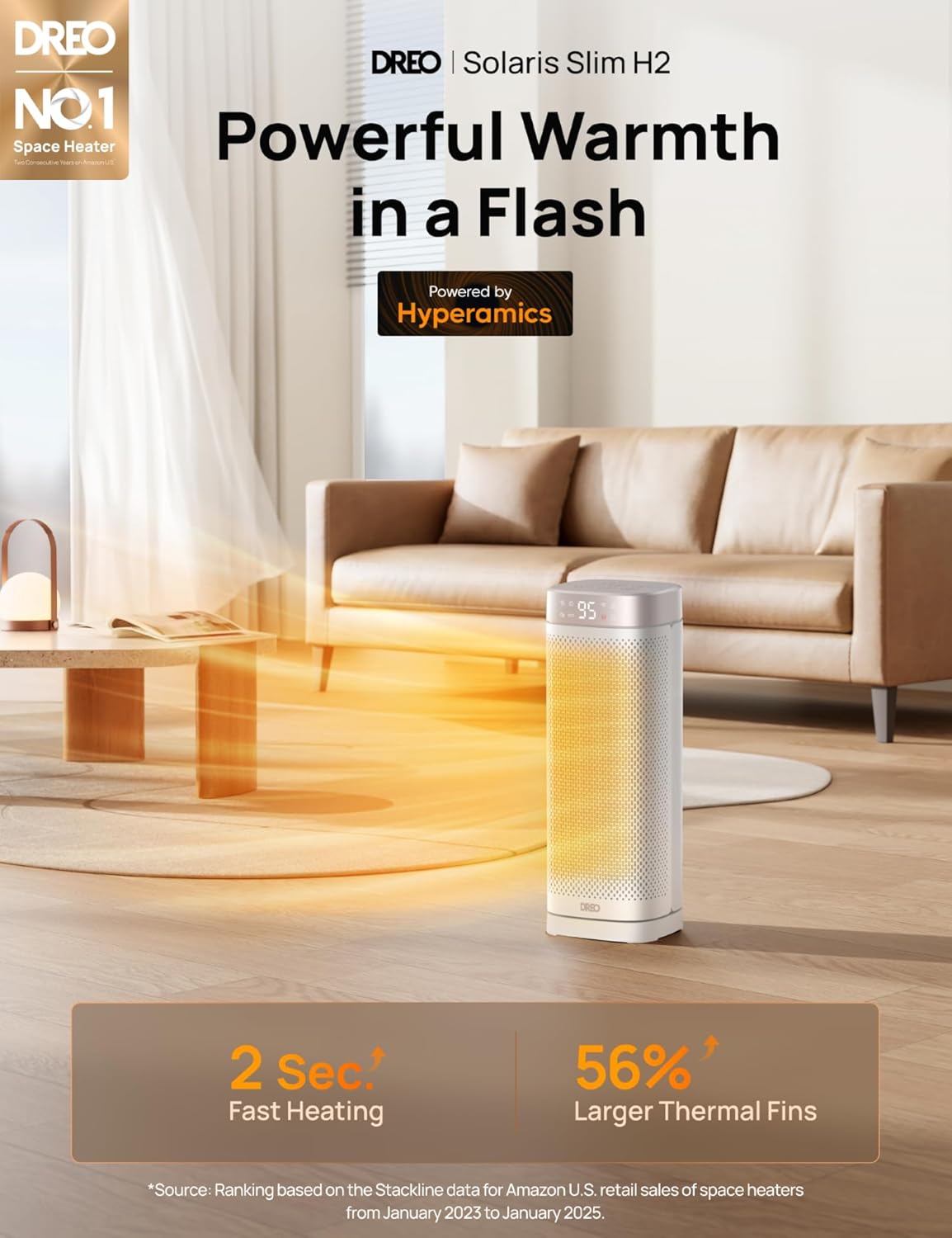DREO Space Heaters for Indoor Use, Fast Heating Portable Heaters with Remote, Large PTC Ceramic Electric for Bedroom, 12H Timer, 70° Oscillation, Overheat Protection, 1500W Safety Heat for Home Office