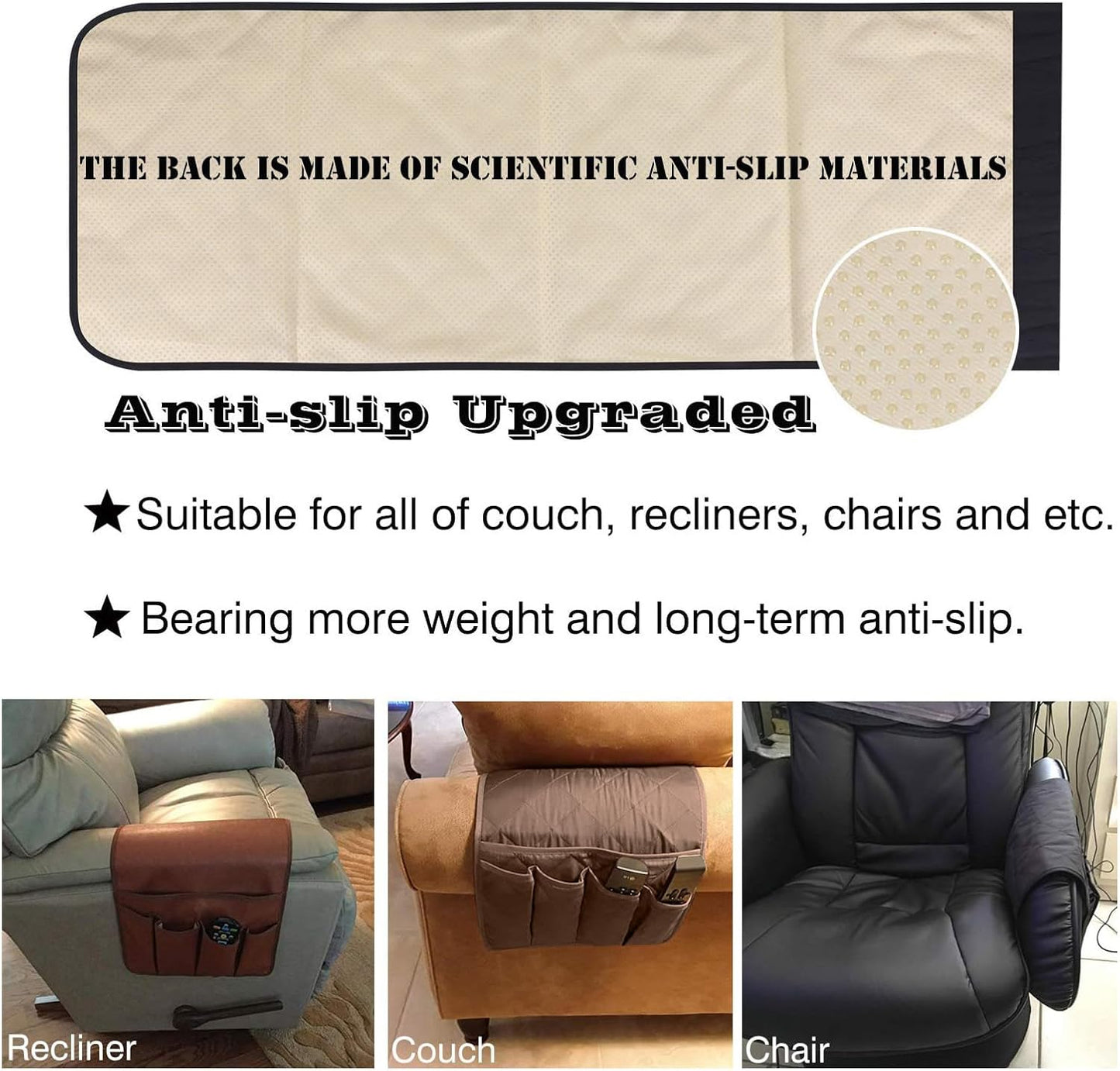 Teniux Armrest organizer Non-Slip Remote Control Holder with 5 Pockets Couch Sofa Chair Armchair Caddy For Smart Phone, Book, Magazines, Ipad (Coffee)