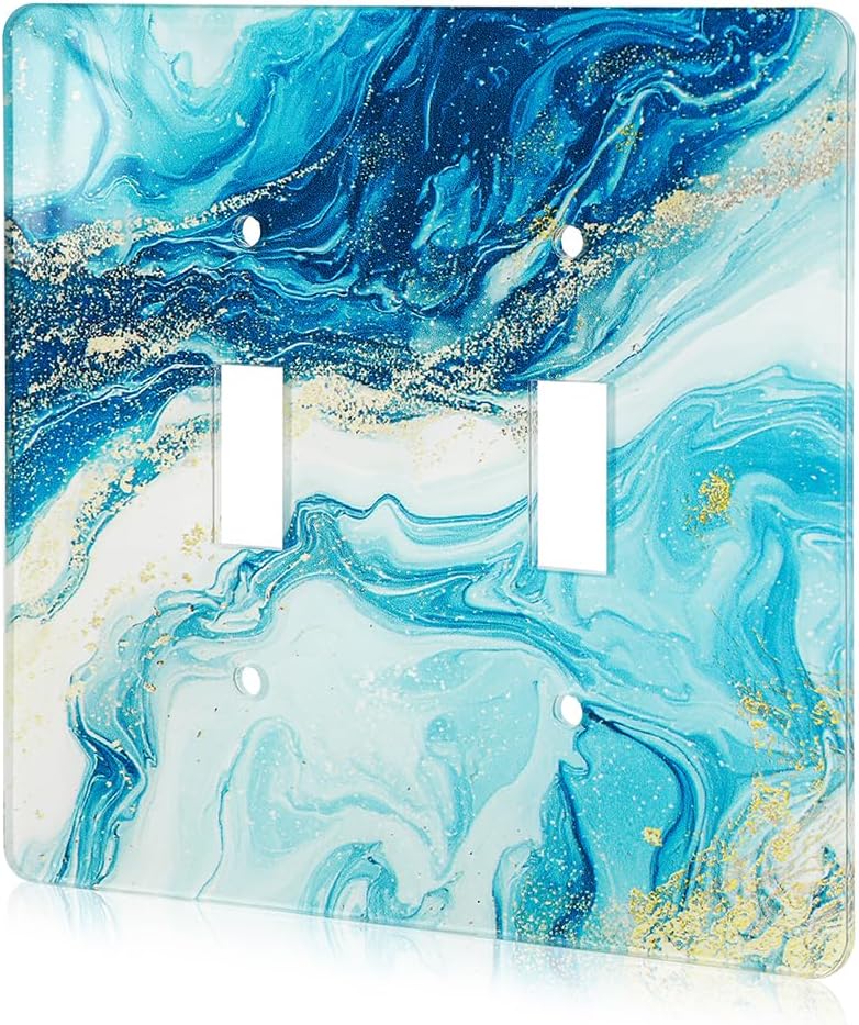 Elegant Marble Acrylic Light Switch Cover Decorative Double Rocker Wall Plate Light Switch Plate Cover