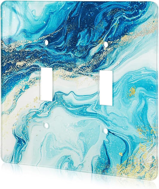 Elegant Marble Acrylic Light Switch Cover Decorative Double Rocker Wall Plate Light Switch Plate Cover