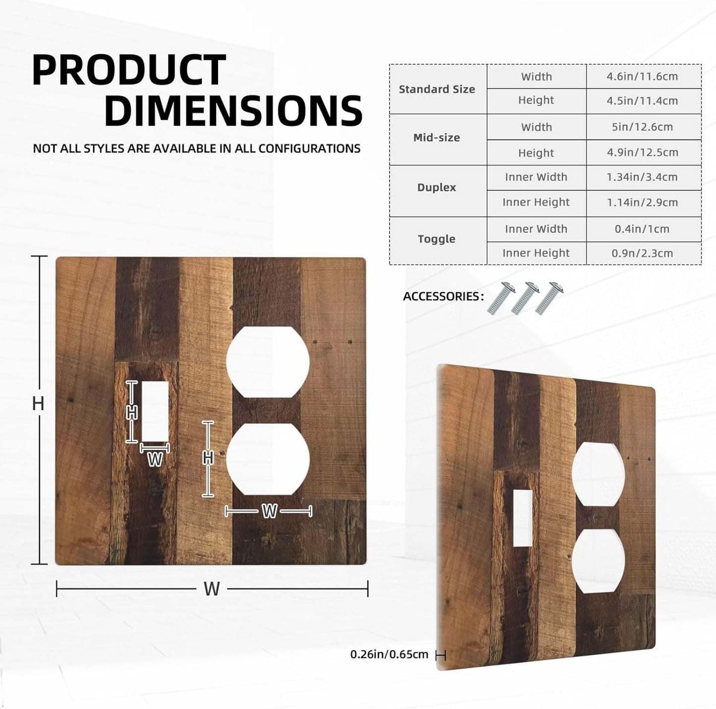 Rustic Brown Wood Vintage Wood Board Wallplates 1 Toggle 1 Duplex Switch Plate Electrical Gfci Faceplate Decorative Light Switch Covers For Farmhouse Cabin Decor