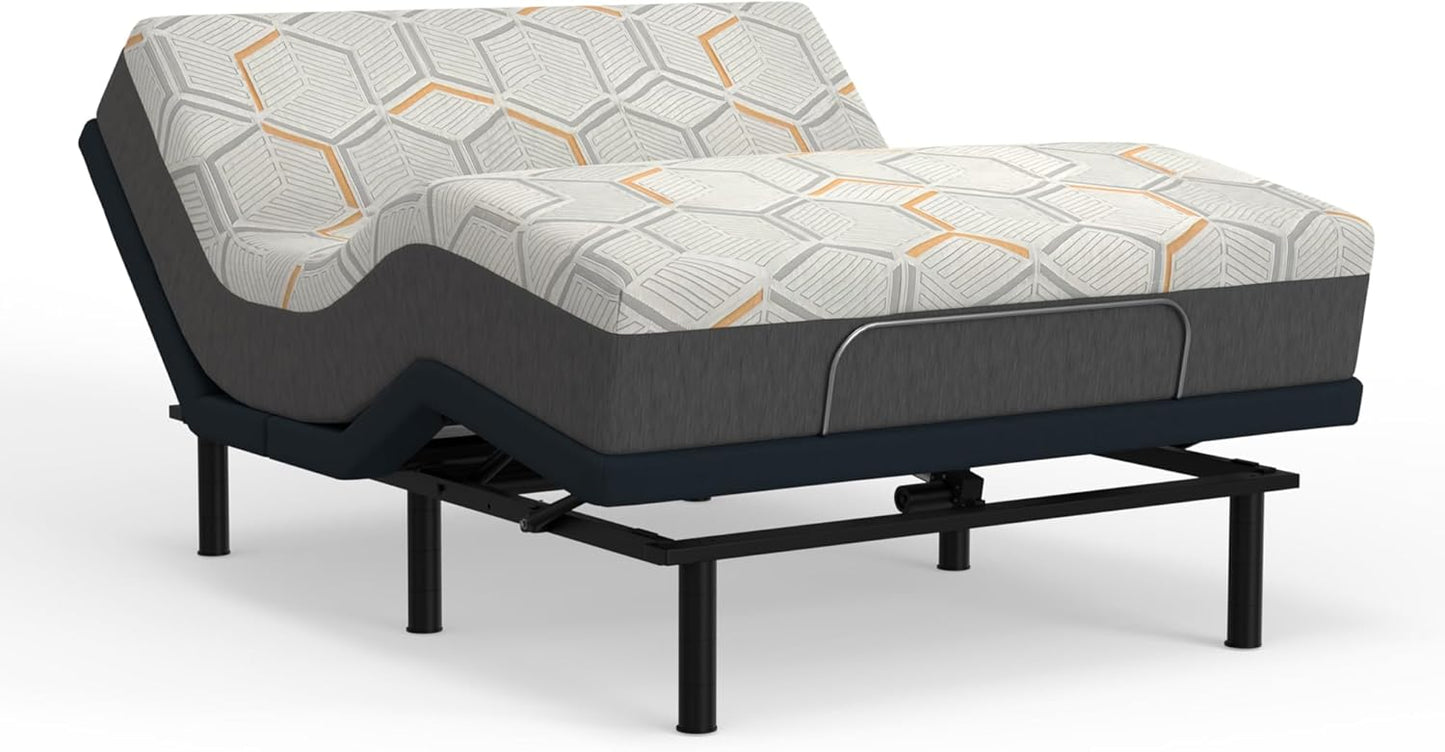 Blissful Nights e4 Queen Adjustable Bed Base Frame with 12" Medium Firm Copper and Gel Infused Memory Foam Mattress