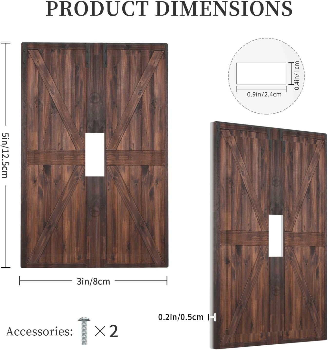 Decorative Light Switch Cover Plate Vintage Brown Farmhouse Barn Door 1 Gang Single Toggle Wall Plates for Electrical Outlets Outlet Covers Switch Plate Covers Faceplate for Bedroom Home Decor