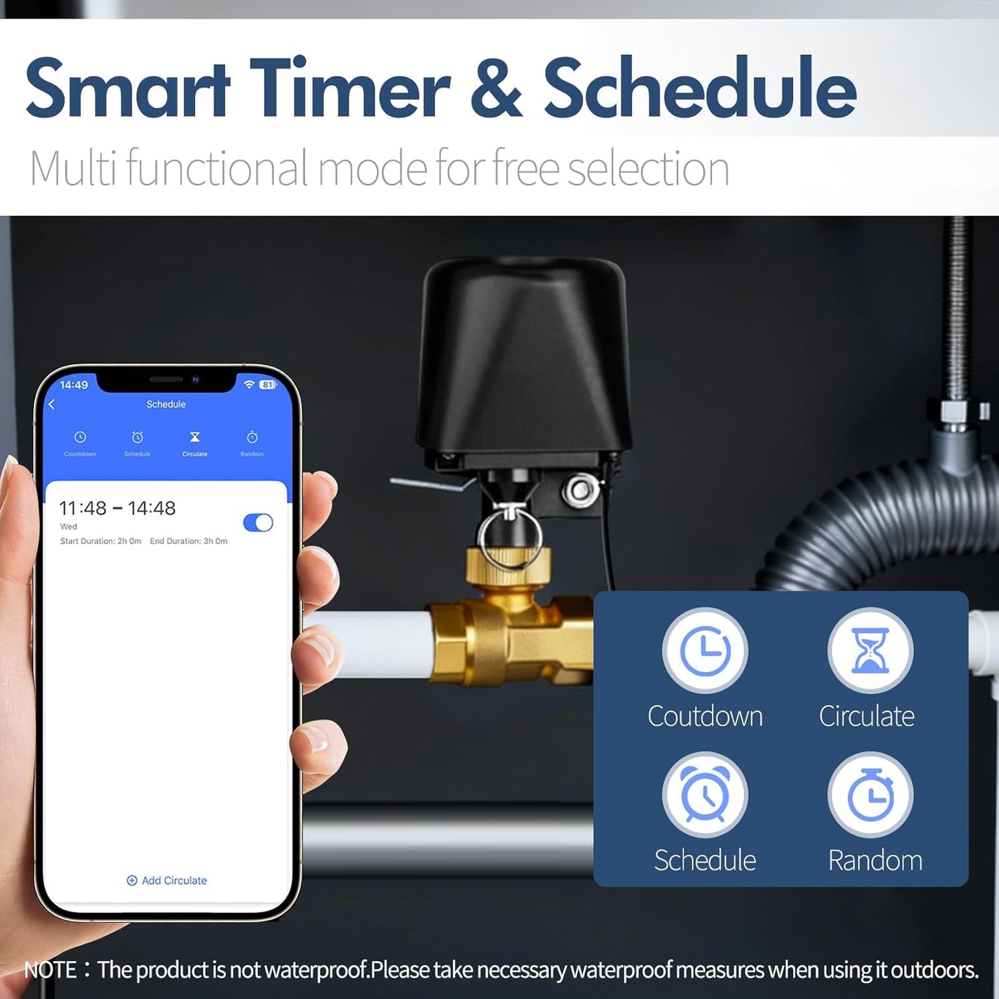 Owfeel WiFi Smart Water Valve, APP Remote Control, DN20 Ball Brass Water Valve, Compatible With Alexa, Google and Application Program iOS/Android, Only Supports 2.4 GHz WiFi (3/4")