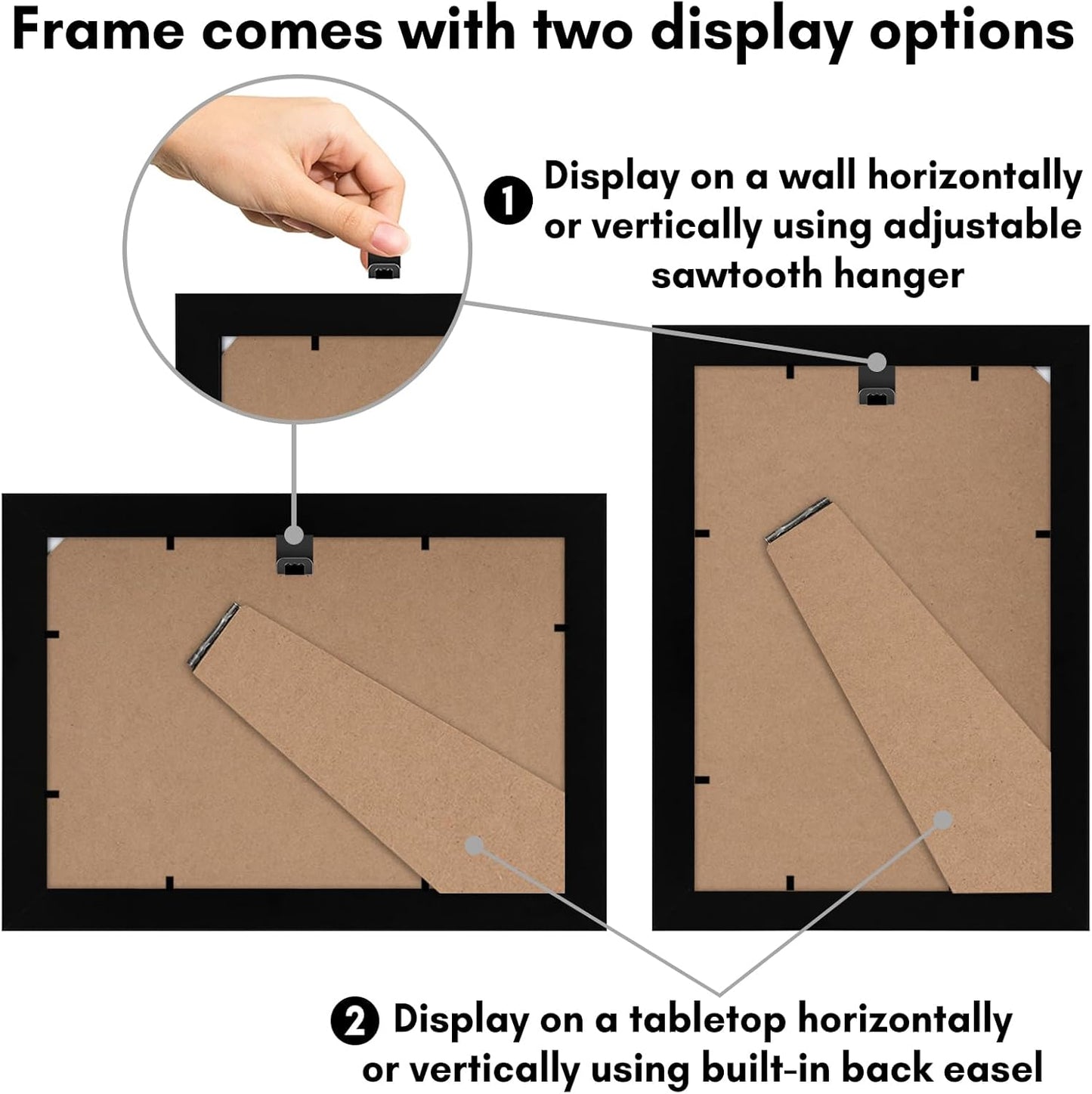 Americanflat 6x9 Picture Frame with Shatter-Resistant Glass - Signature Collection - Gallery-Style Frames Made of Engineered Wood - Photo Frame for Tabletop and Wall Display - Black