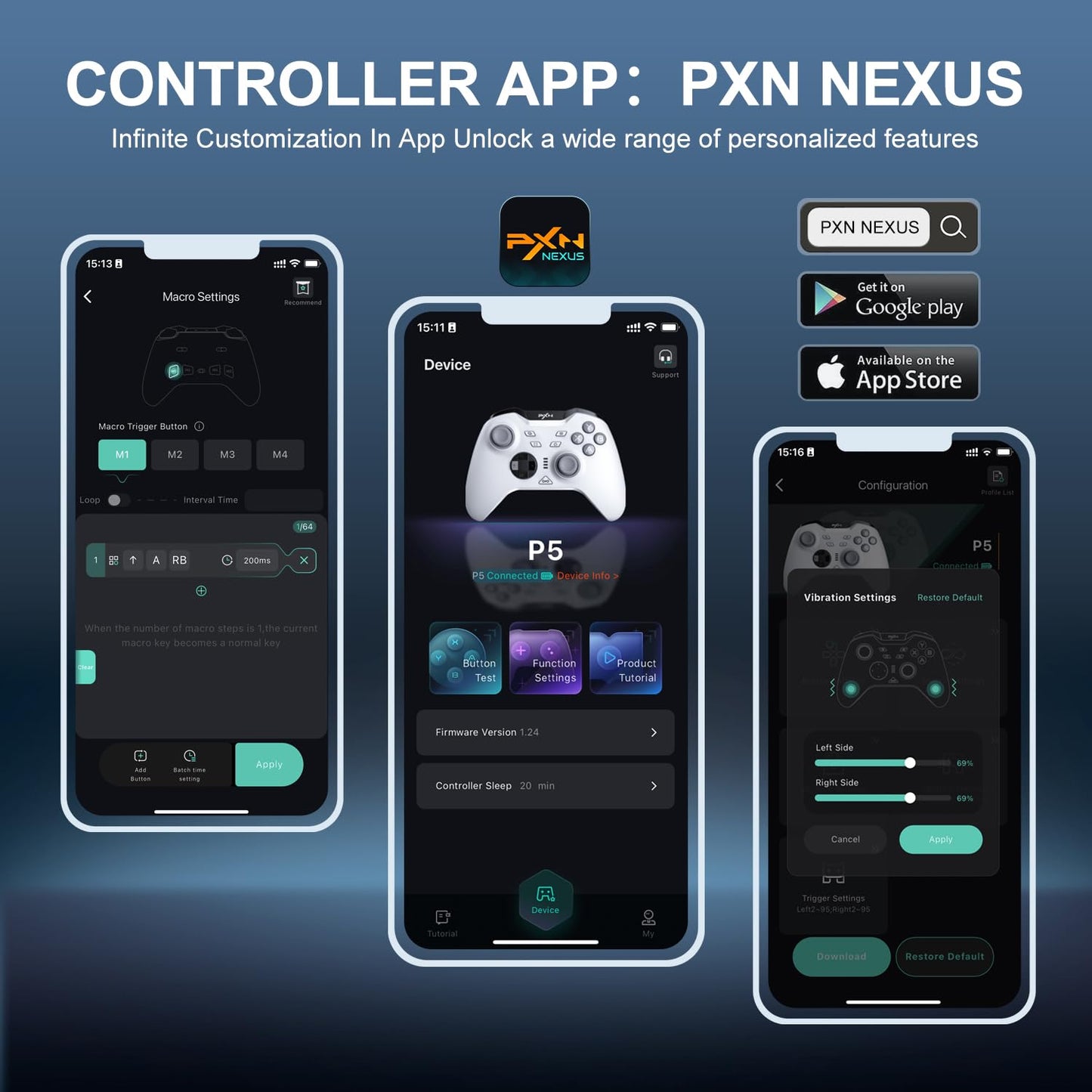PXN P5 PC Gaming Controller, 2.4G Wireless Gaming Controller, Hall Effect Joystick, Hall Triggers, Dual Vibrators, APP, POM, Wake-up, 4-Macro, 3-Mode(2.4G/BT/SW), for PC,Switch,Android,iOS - White