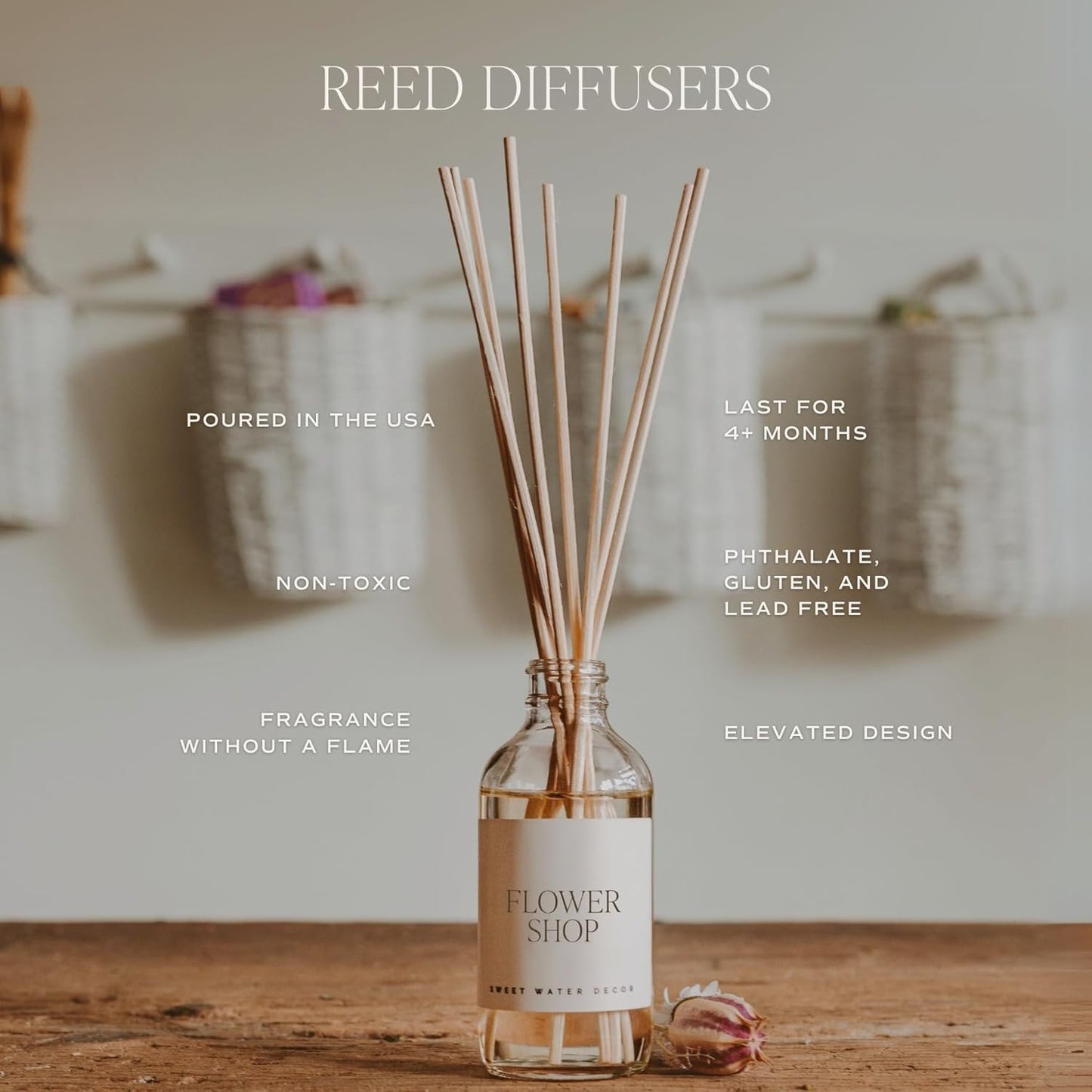 Sweet Water Decor Hello Fall Reed Diffuser Set - Hot Cider, Cinnamon, Cloves, Apple, and Nutmeg Fall Scented Diffuser - Scent Diffusers for Home, Fall Home Long Lasting Fragrance, Made in The USA