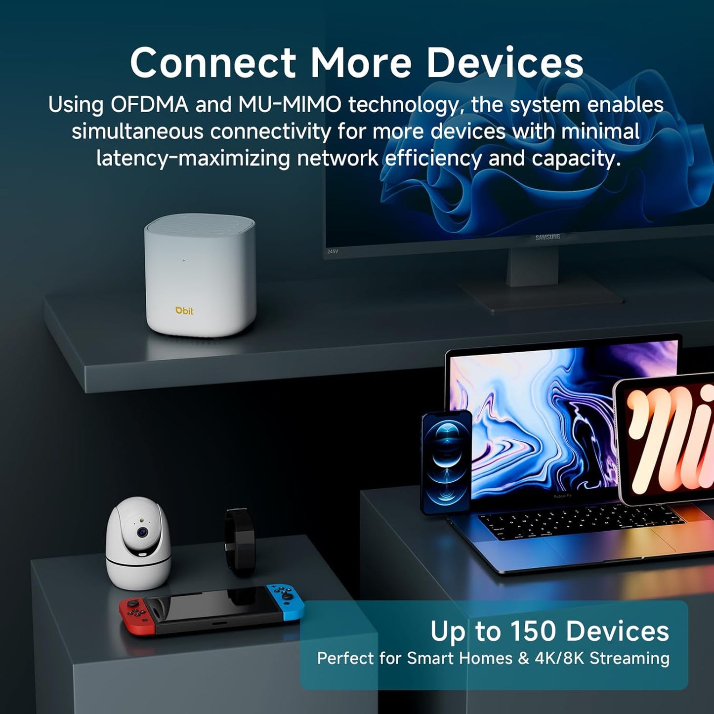 DBIT AX3000 WiFi 6 Mesh Wi-Fi System | 4,500 Sq Ft Coverage & 150 Devices | Dual-Band, Seamless Roaming, Parental Controls | Replaces Wireless Router and Extender | 2 Gigabit Ports Per Unit (2-Pack)