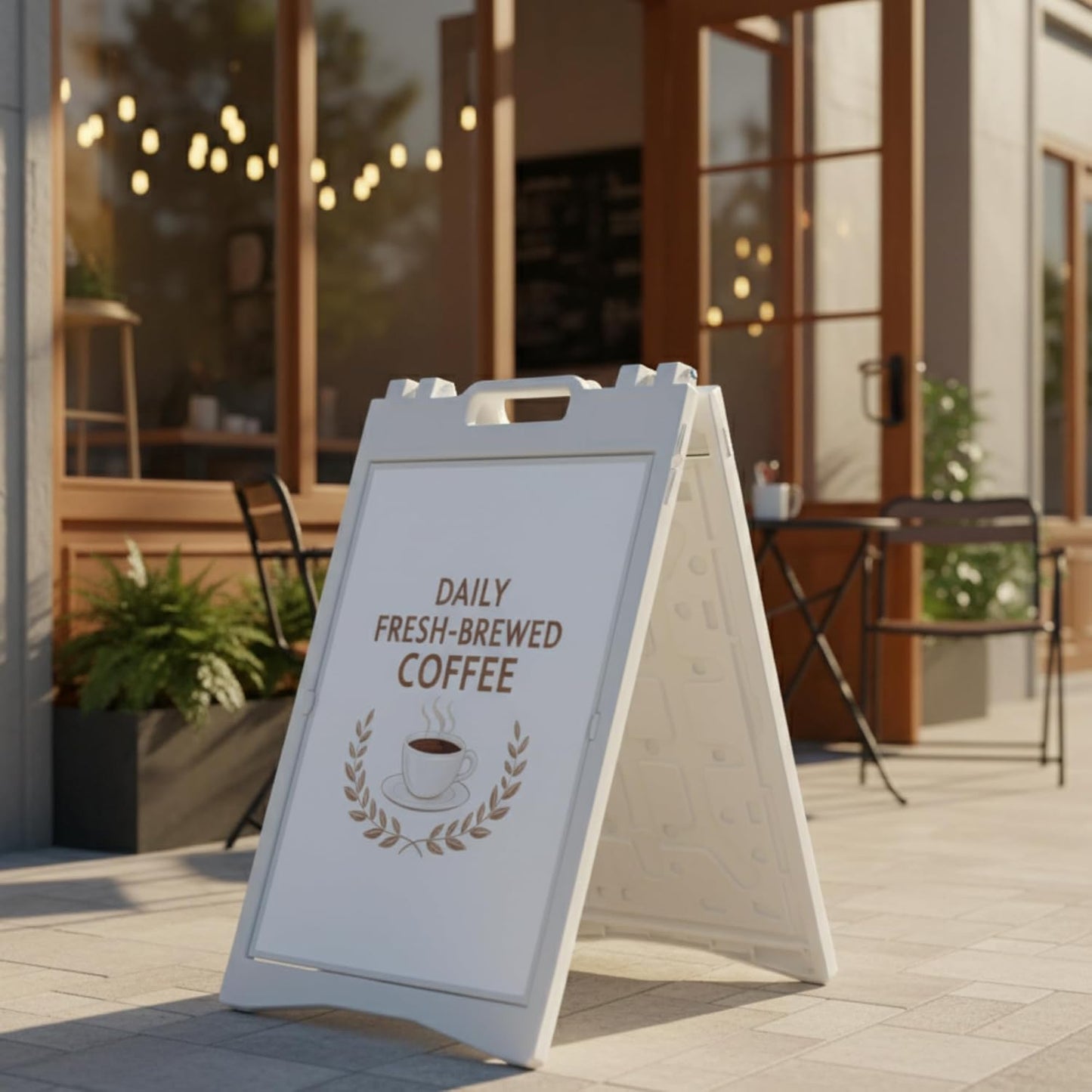 Deluxe A-Frame Sidewalk Sign, White, Double-Sided Display Board with Water-Fillable Base, 24x36 Inch Poster Size, Weather-Resistant PE Plastic (White)