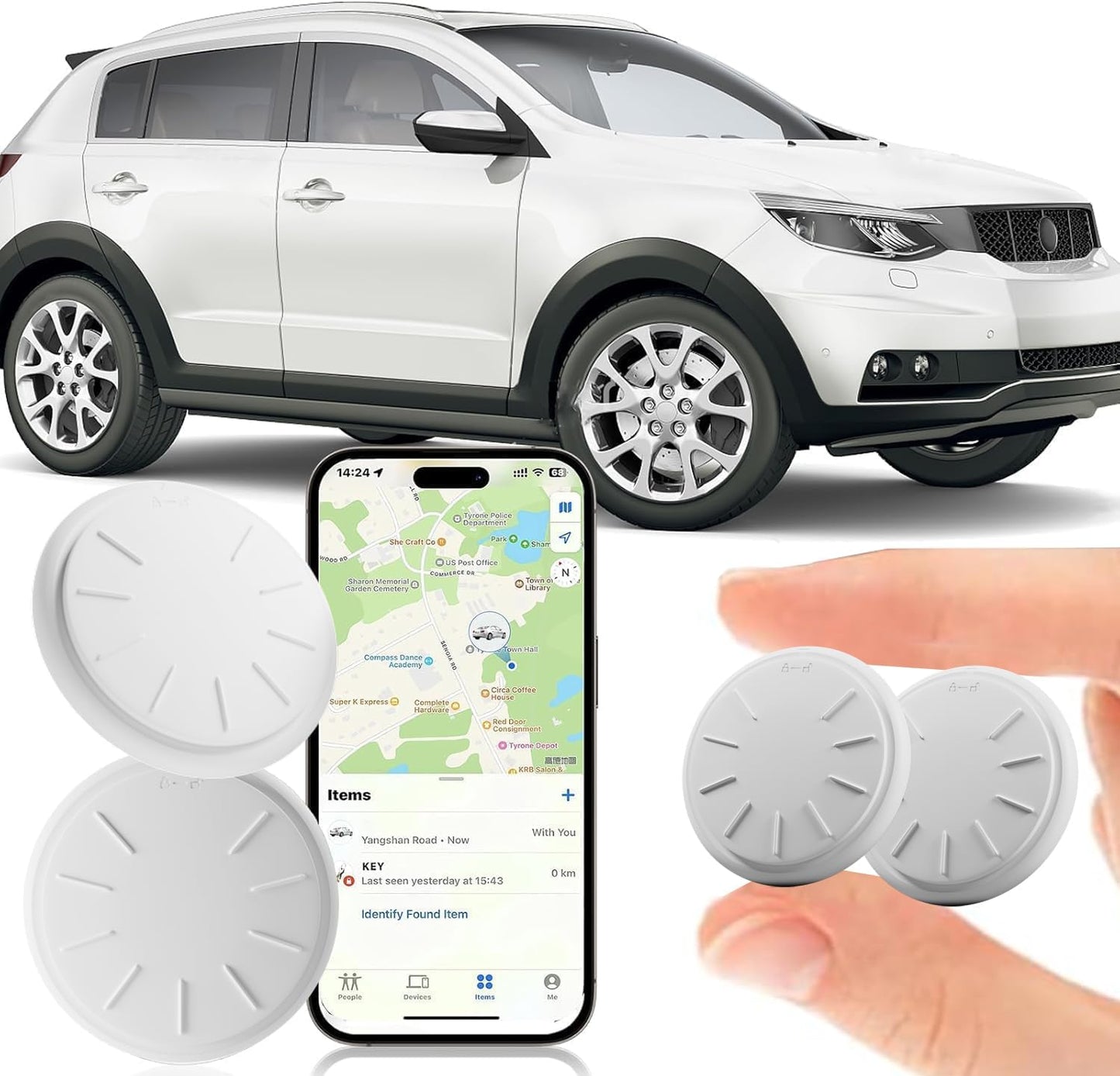 Air Tracker Tags-2 Pack, Item Tracker with Waterproof Case for Your Keys, Wallet etc, Luggage Tracker Works with Find My APP (iOS Only)