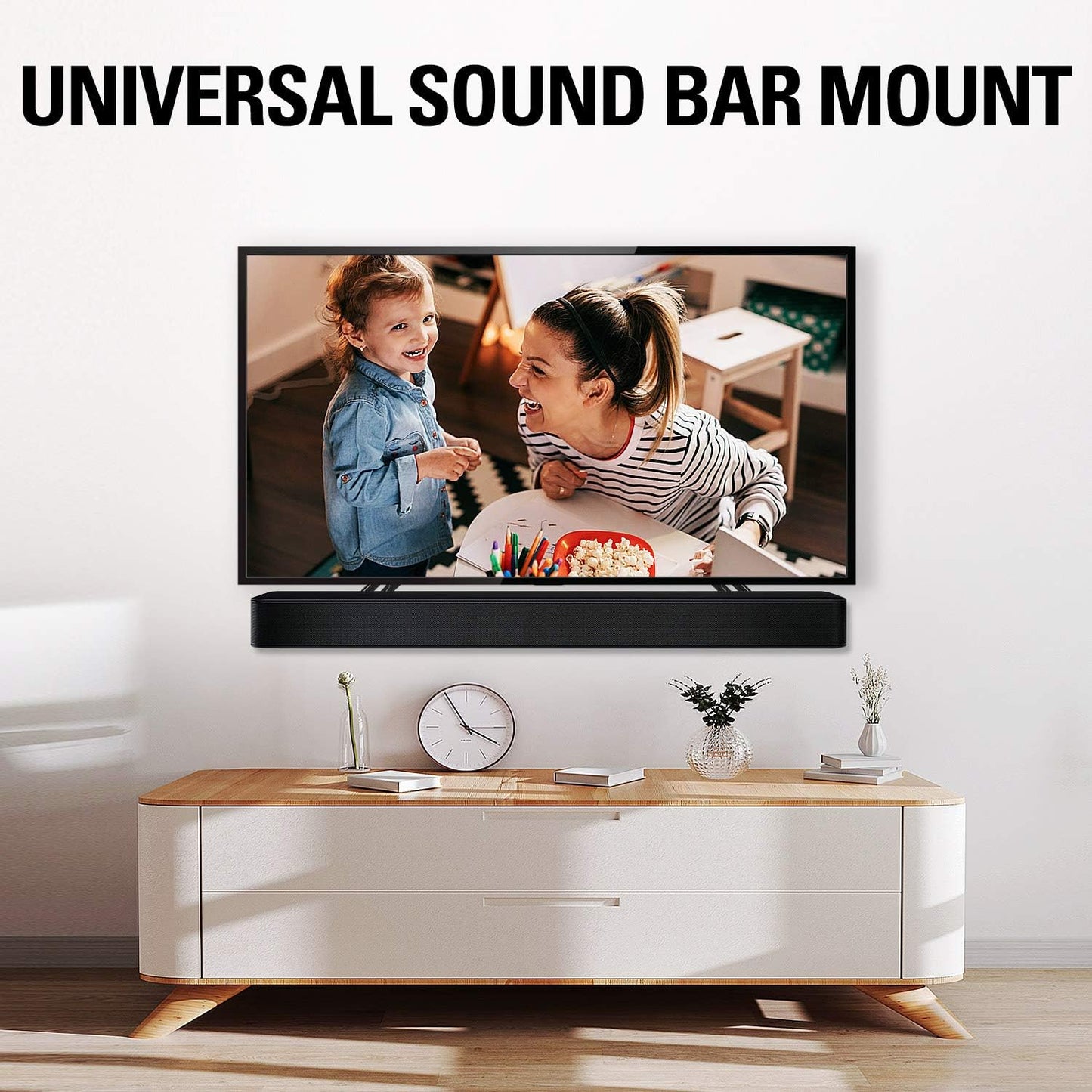 Mounting Dream Soundbar Mount Fits Most Sound Bars Up to 15 lbs, Mounting Soundbar Above or Under TV, Sound Bar Mounting Brackets for TV, Sound Bar Mount with Detachable Extension Plates MD5422