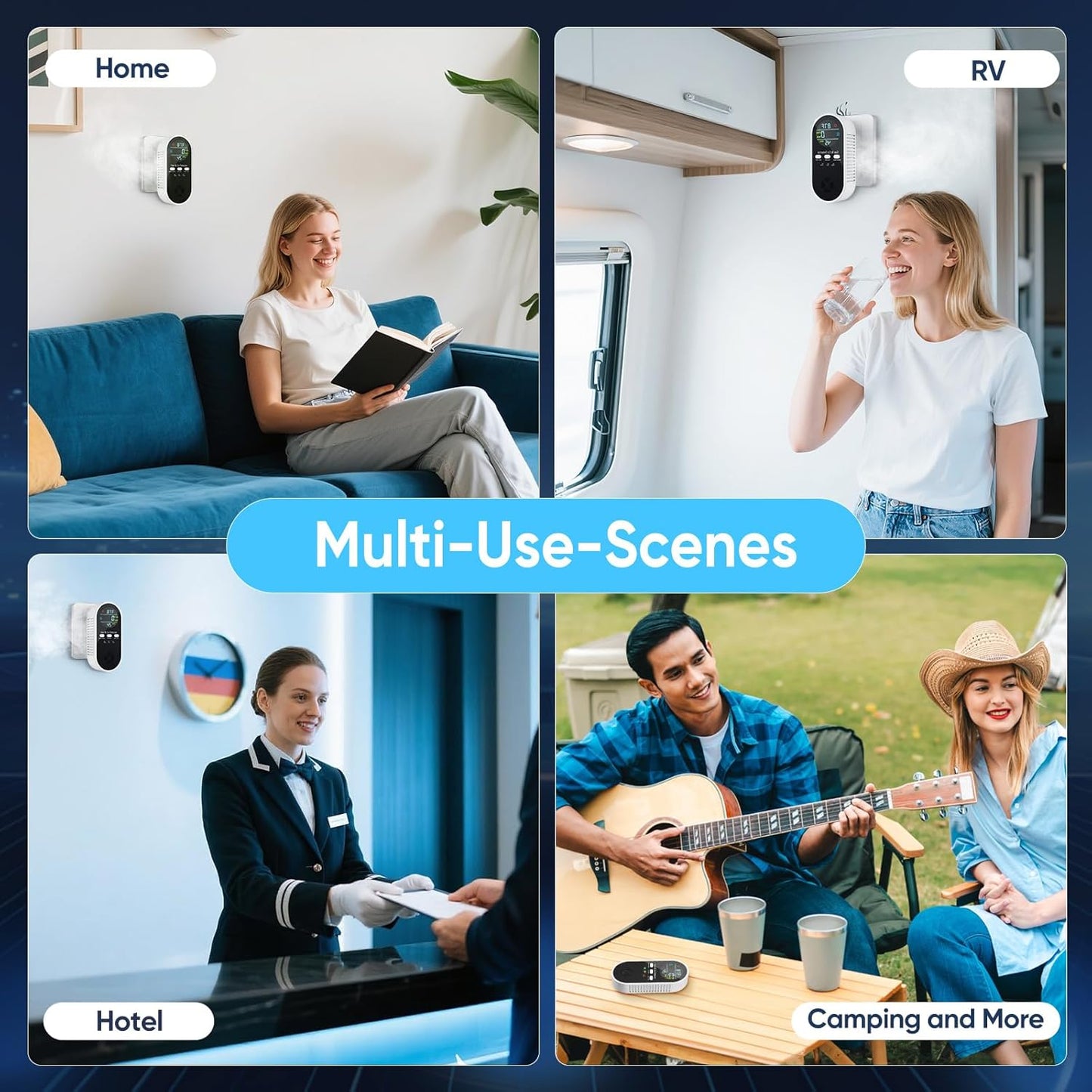 5-in-1 Gas Leak Detector & Carbon Monoxide Detectors Plug in, Portable Carbon Monoxide Detector with Brightness & Volume Adjustment Temperature & Humidity, Battery Backup for Home/RV/Travel