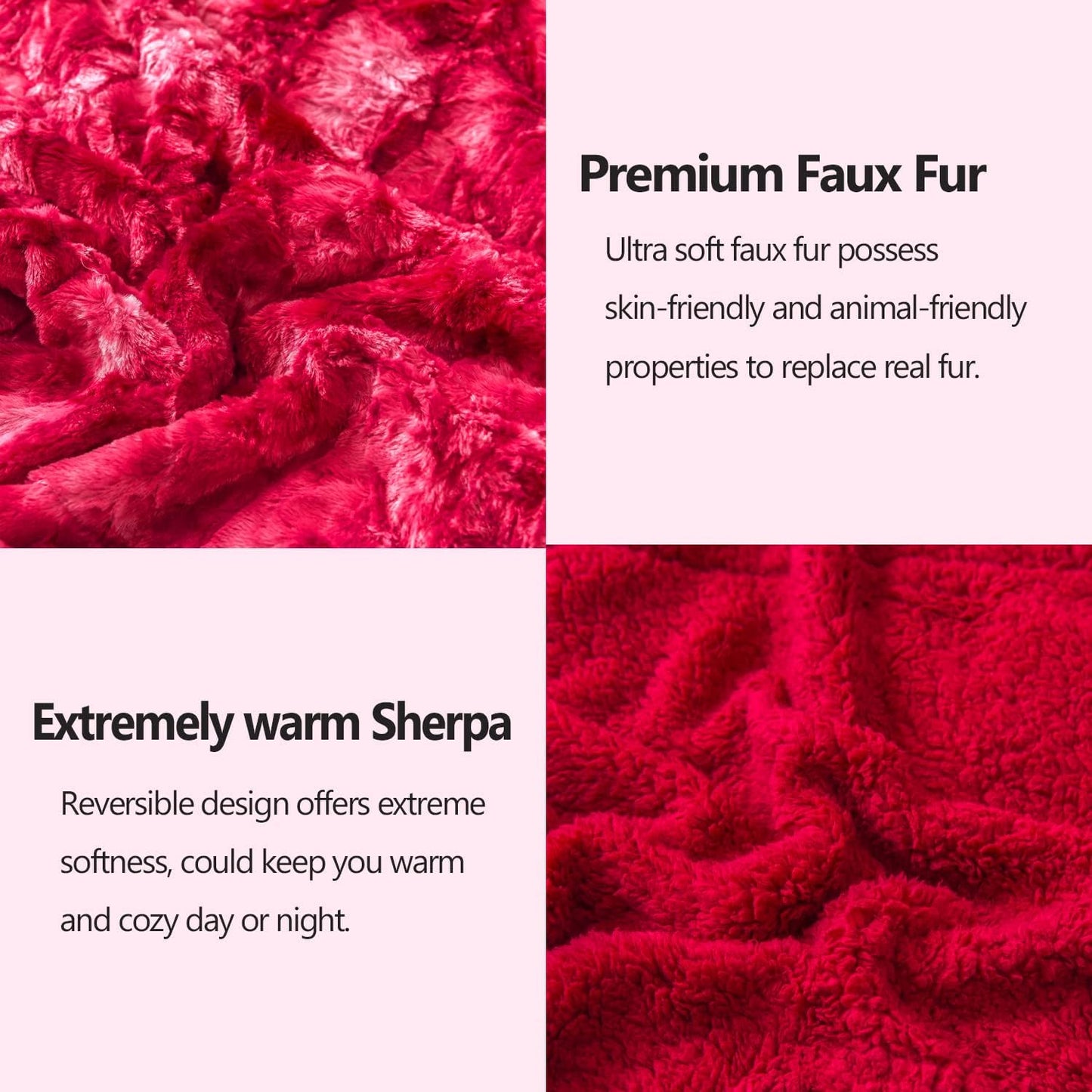 NEWCOSPLAY Super Soft Faux Fur Blanket Twin Size Tie-dye Red Sherpa Fuzzy Plush Warm Blanket for Sofa Bed (Tie-dye Red, Twin(60"x80"))