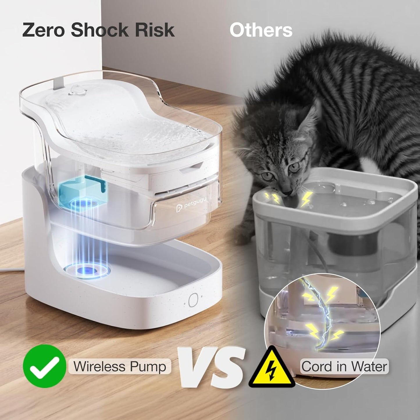 Cat Water Fountain Smart App Control 8 Layers Filtration BPA-Free & Ultra-Quiet Dogs Automatic Water Dispenser Water Fountains for Cats Indoor Wireless Pump Pet Health Manager 2.4G WiFi