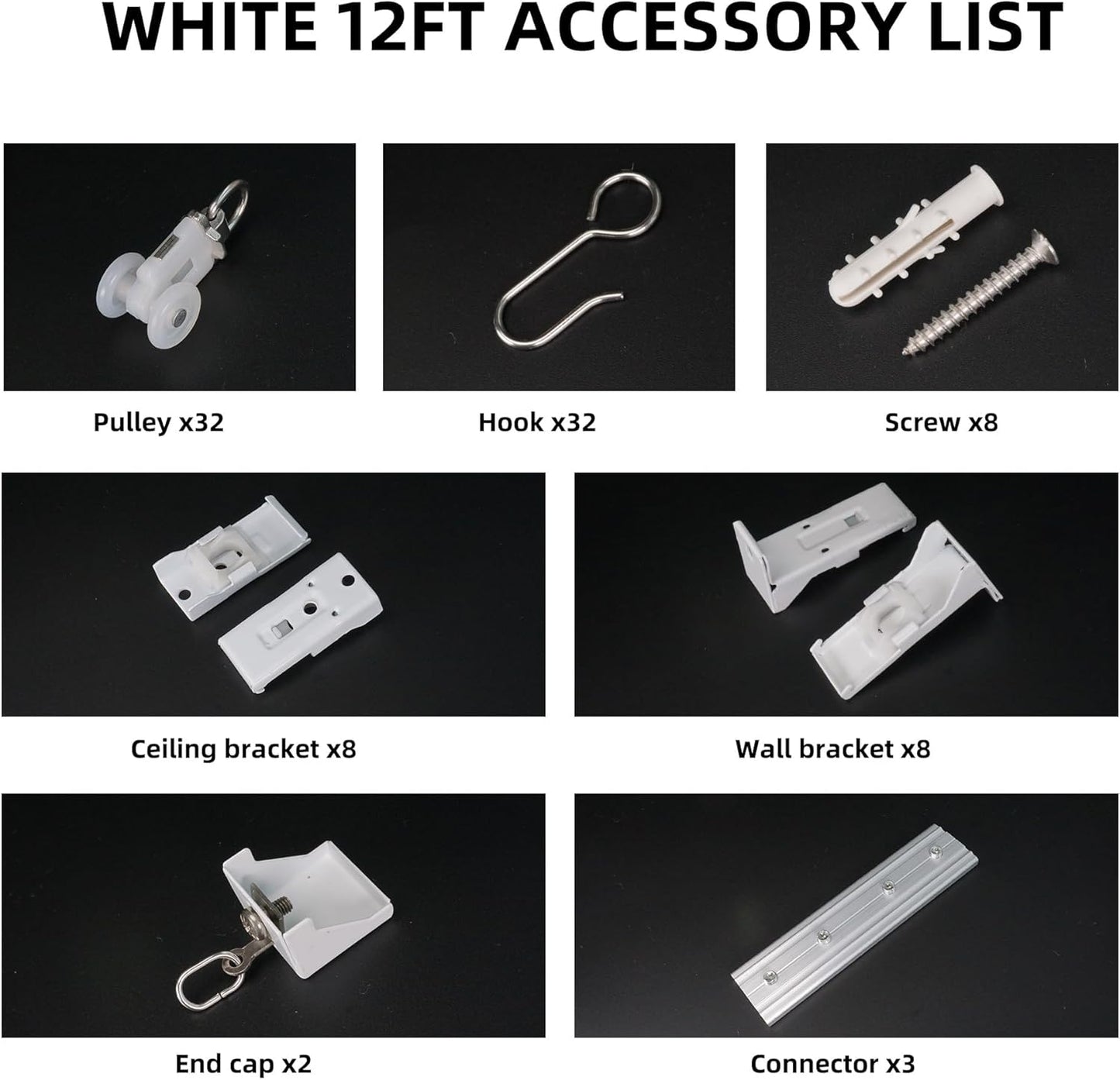 Curtain Track for Ceiling or Wall, Heavy Duty Aluminum Alloy with Smooth Sliding, Easy to Install, White, 3ft To 12ft