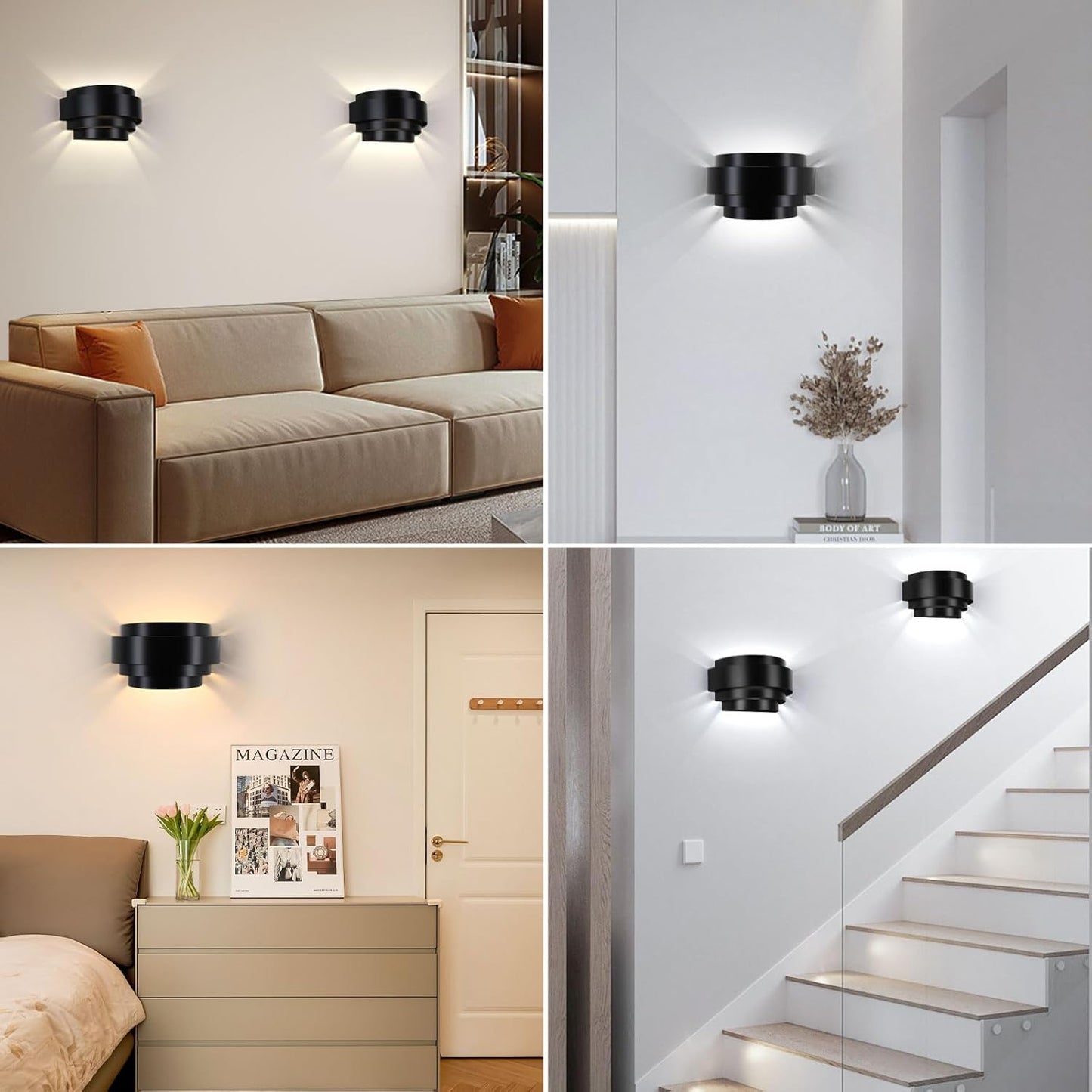 Lightess Rechargeable Wall Sconces with Remote Control, Cordless Wall Light Battery Operated Dimmable, Black Light Fixture for Living Room Bedroom, 16 RGB Colors, Bulb Included