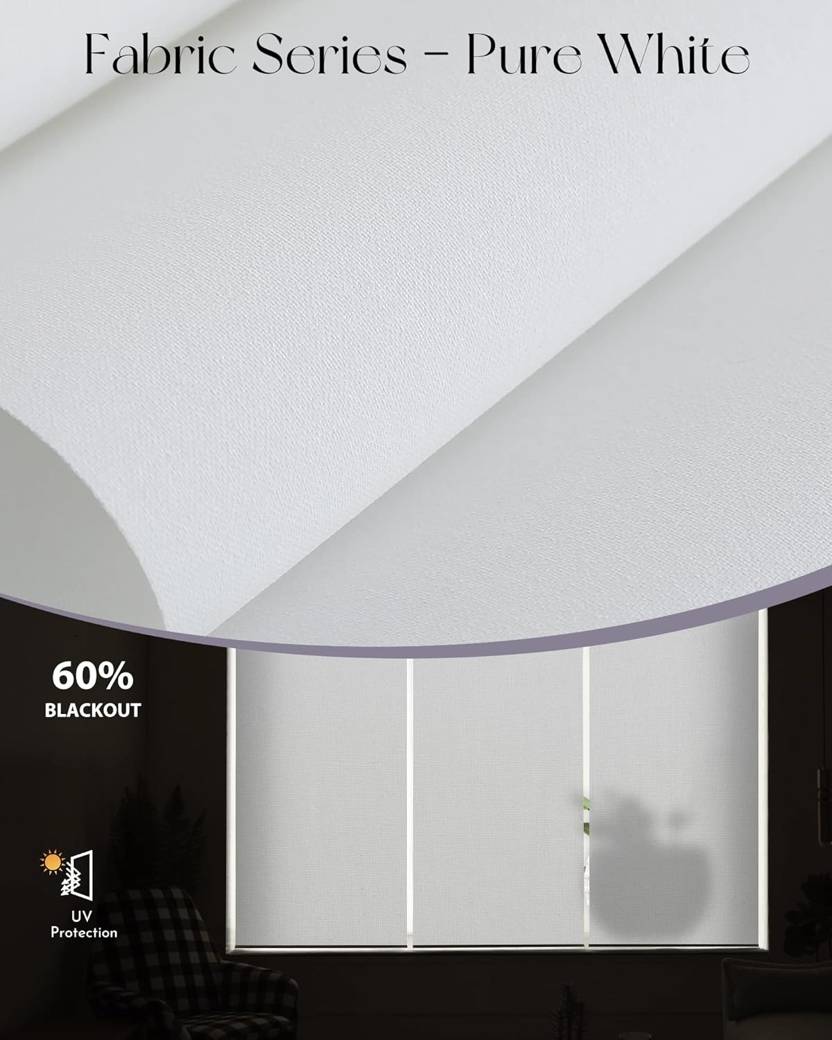 Graywind Motorized Light Filtering Shades Compatible with Alexa Google Hardwired WiFi Smart Half Shading Remote Control Automated Blinds Electric Window Shades, Custom Size (Pure White)