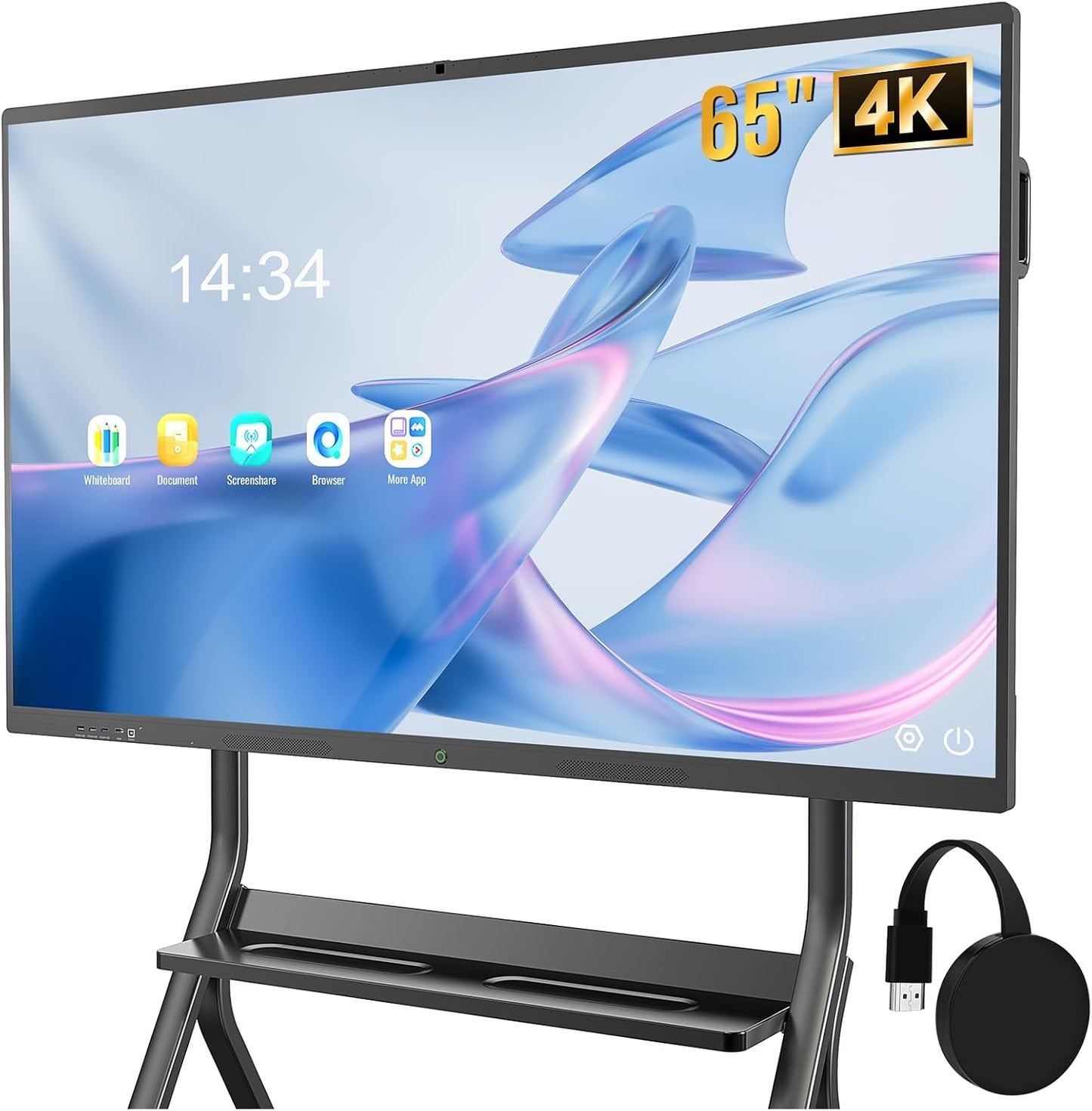 Smart Board with Wireless HDMI Display Adapter, 65 Inch Interactive Whiteboard 4K Touchscreen Built in HD Camera, Digital Presentation Electronic Smart WhiteBoard for Classroom Home Office