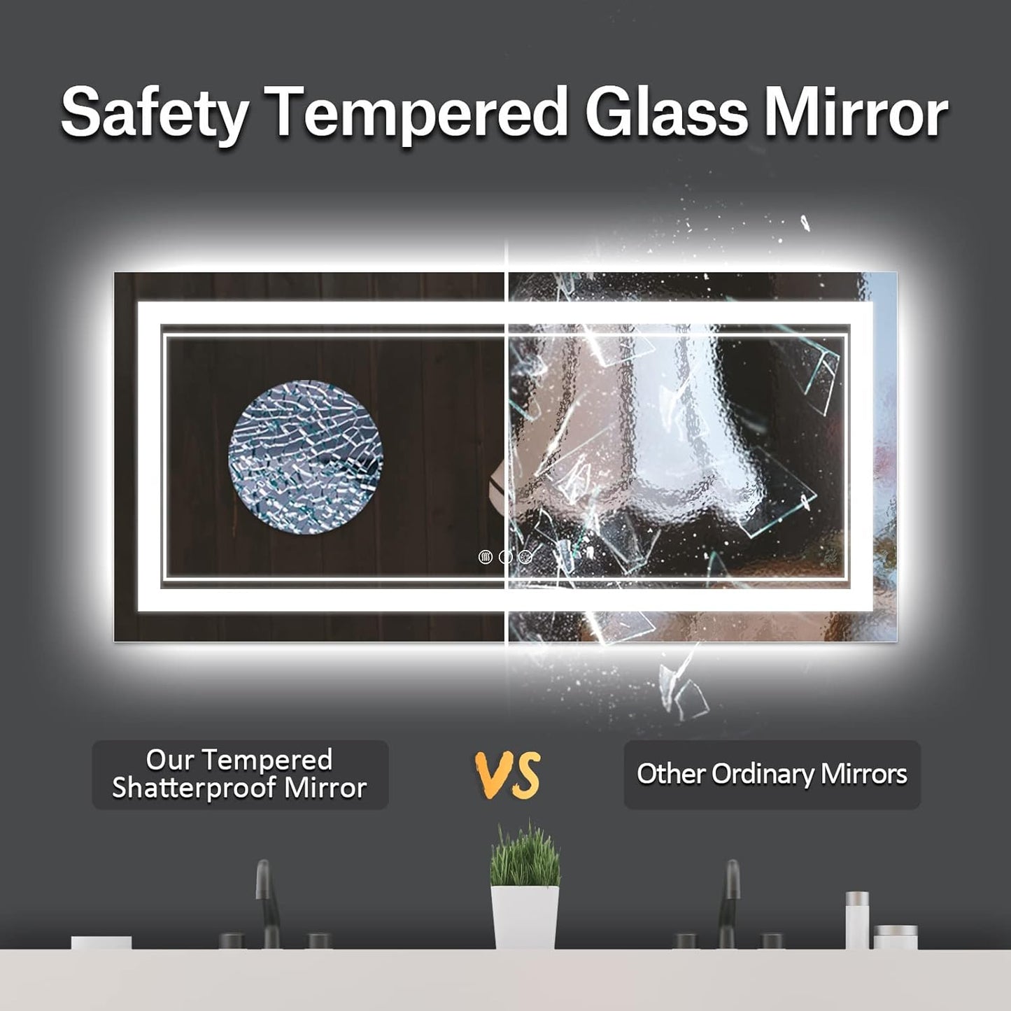 72 x 32 Inch LED Mirror for Bathroom with Front and Backlit,Large Lighted Bathrooom Mirrors for Wall,3 Colors Stepless Dimming Bathrooom Vanity Mirror LED Lights, Anti-Fog, Memory