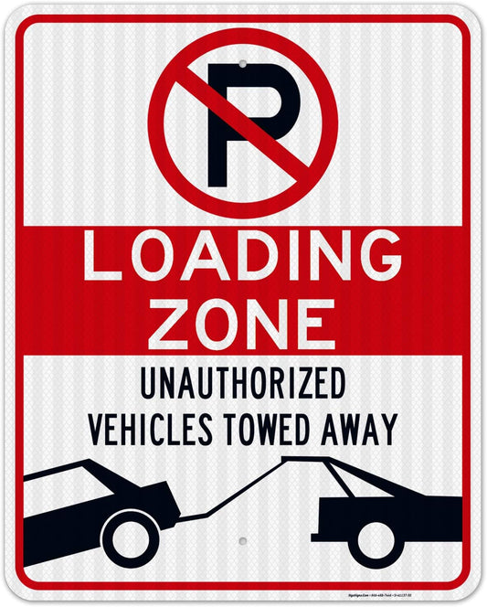 No Parking Symbol Sign, Loading Zone Sign, 24x30 Inches, 3M EGP Reflective .080 Aluminum, Fade Resistant, Indoor/Outdoor Use, Made in USA