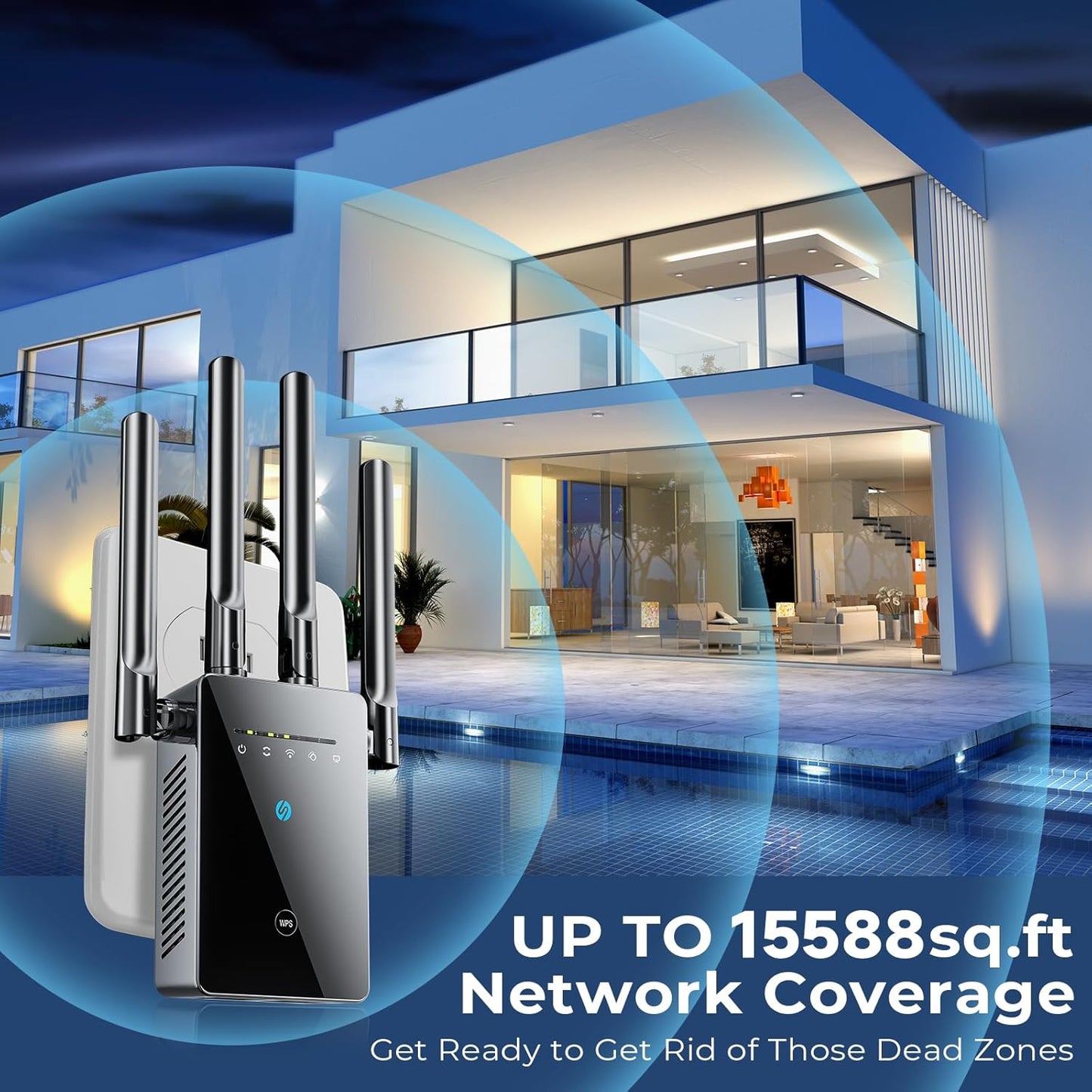 2026 Best WiFi Extender Signal Booster - 6X Faster Internet Extender WiFi Booster for Home, Long Range up to 15,588 Sq Ft, WiFi Repeater w/Ethernet Port, 1-Tap Setup, Compatible with Wireless Routers