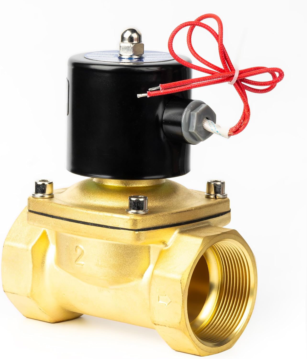 U.S. Solid 2" Solenoid Valve - 110V AC Brass Electric Solenoid Valve, Normally Closed, Viton Seal