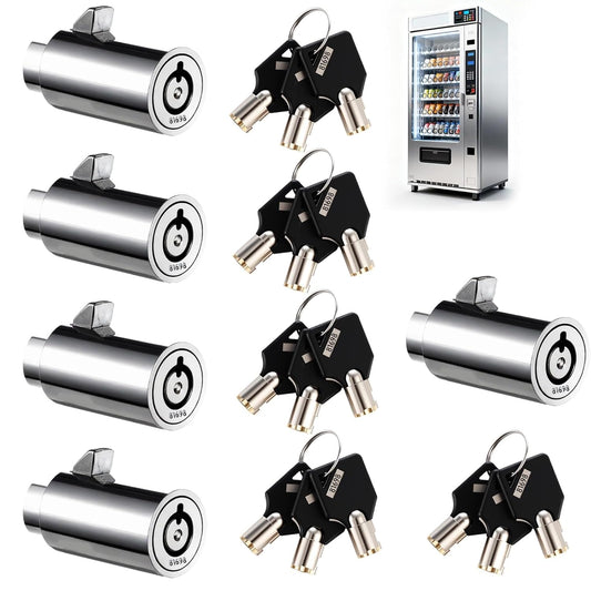 5 Sets Vending Machine Locks, Metal Tubular Keyway Security Locks Keyed Alike, Numbered Lock Cylinder Set for Snack Candy Machines, Toy Claw Machines, Gumball Machines