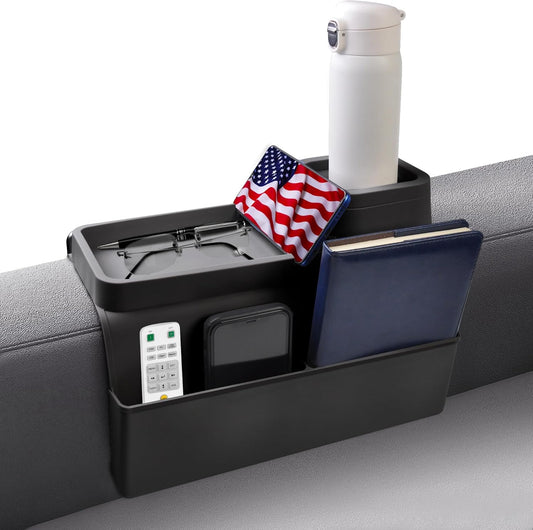 KindGa Couch Cup Holder Tray,Silicone Couch Arm Cup Holder,Couch Arm Organizer for Sofa Drinks/Phone/Remote/Snacks,Couch Armrest Recliner Armchair Caddy - Black