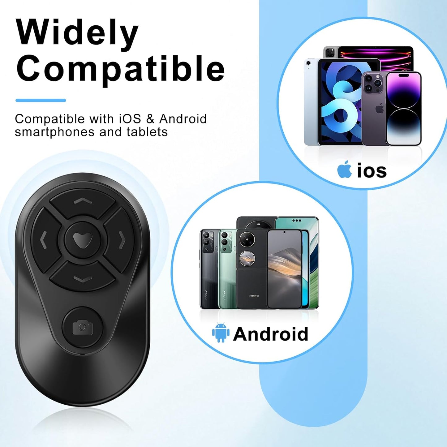 Tiktok Scrolling Ring, iPhone Remote Control, Bluetooth Camera Remote Control, Mobile e-Book Page Turner, Suitable for iOS/Android Phones and Tablets