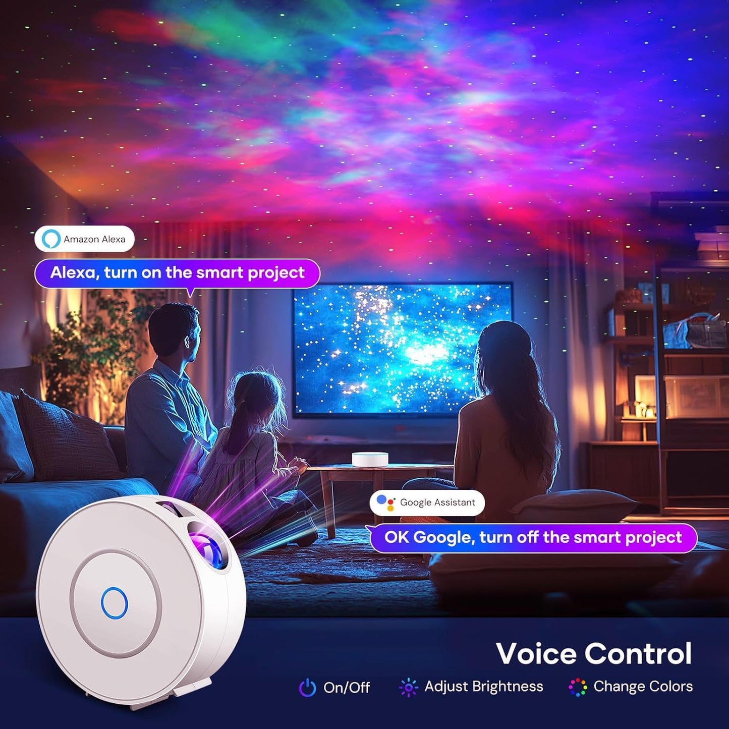 Galaxy Projector for Bedroom, Star Projector,Smart APP Control Memory Setting, Compatible with Alexa & Google Home, for Kids Adults Bedroom,Room Decor,Game Room,Party (Green Star+Remote)