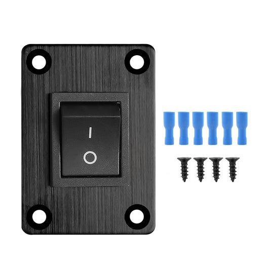 1Pcs Black KCD4 Boat Rocker Switch 2-Position 4-Pin DPST Panel Switch 16A 250VAC 20A 125VAC, with 6pcs FDFD2-250 Blue Terminals, CE