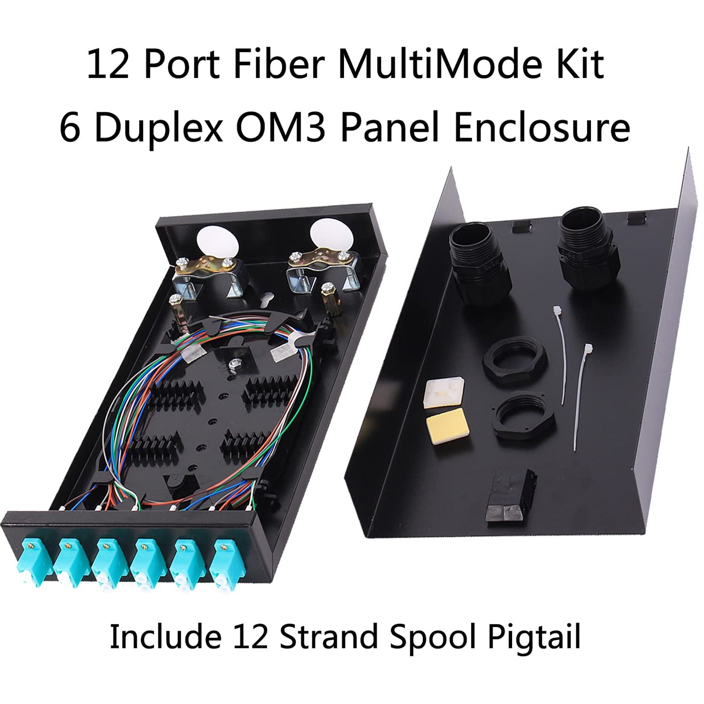 VFLTOOL 6Port Multimode Fiber Enclosure with Spool - LC/LC OM3 Kit (Includes 1 Meter 12 Strand Pigtail and 6 Port Duplex LGX Panel)