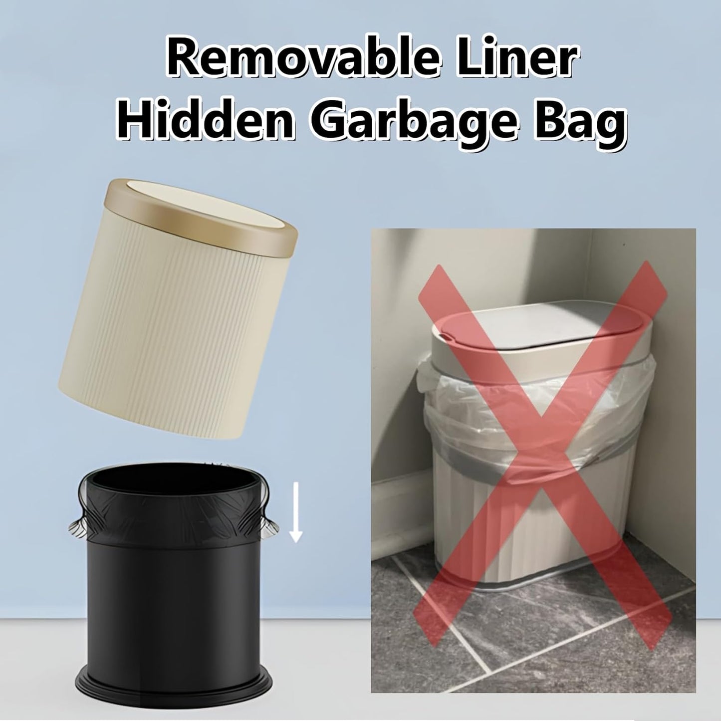 2Pack Automatic Bathroom Trash Can, Touchless Motion Sensor Garbage Can with Lid, Smart Dog Proof Trash Bin, Plastic Wastebasket for Bedroom, Office, Living Room, 2.8 Gallon+3.7 Gallon (Dark Grey)