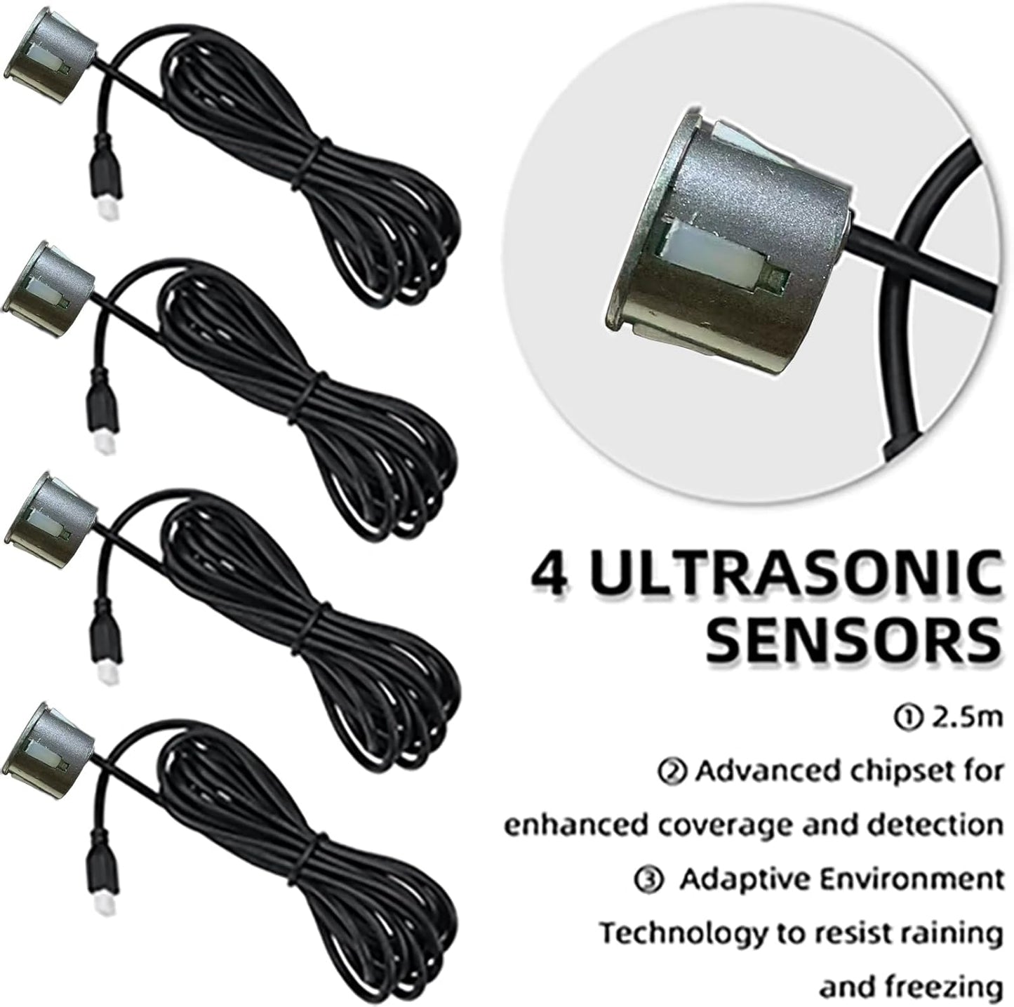 LCD Parking Sensor Kit - Displays Data on Original Screen, Easy Rear Installation, Compatible with All Camera Formats (AHD, CVBS), 18 Probe Colors to Match Any Vehicle