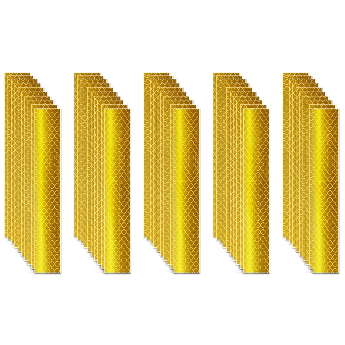 Non Fading Yellow Reflective Stickers 1 inch X 6 inch, Outdoor Waterproof High Visibility Warning Safety Adhesive Reflector Tape (50 Pcs)