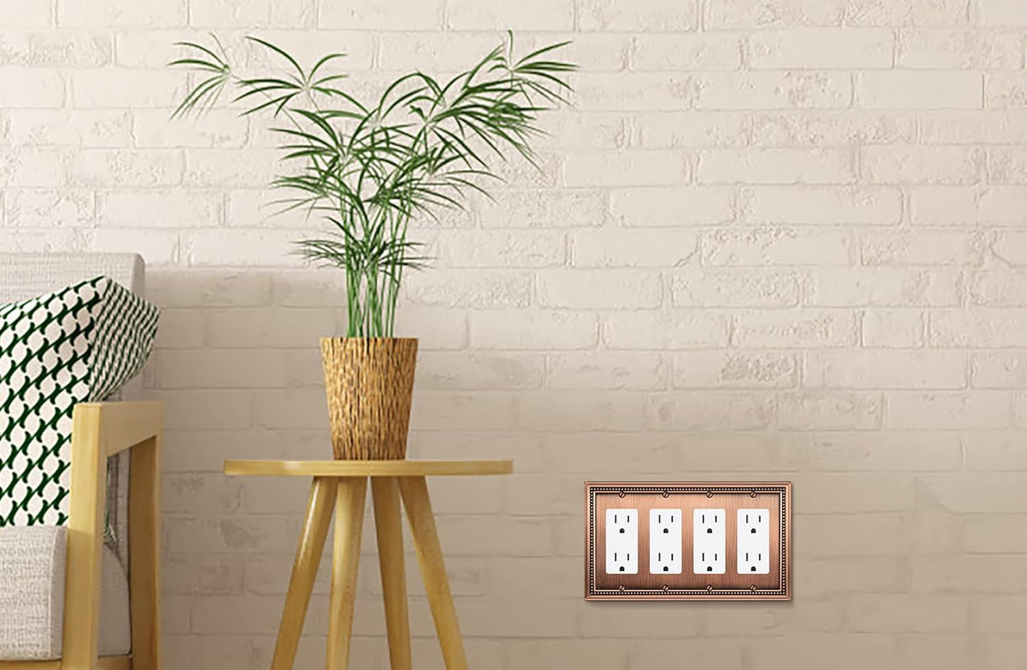Henne Bery Sunken Pearls Heavy Duty Decorative Wall Plate Switch Plate Outlet Cover (Quad Decorator, Antique Copper)
