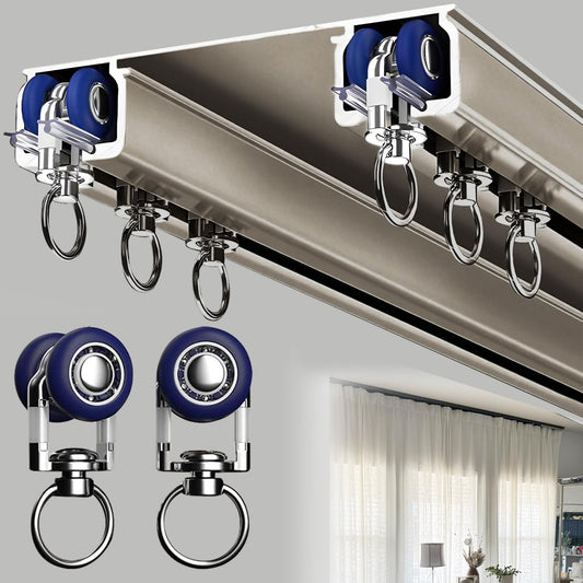 Double Curtain Track Ceiling Mounted, Heavy Duty Aluminum Sliding Rails for Curtains, Silent Double Curtain Track System for Drapes Room Dividers Living Room Bedroom (Champagne,1.2m(3.9ft))