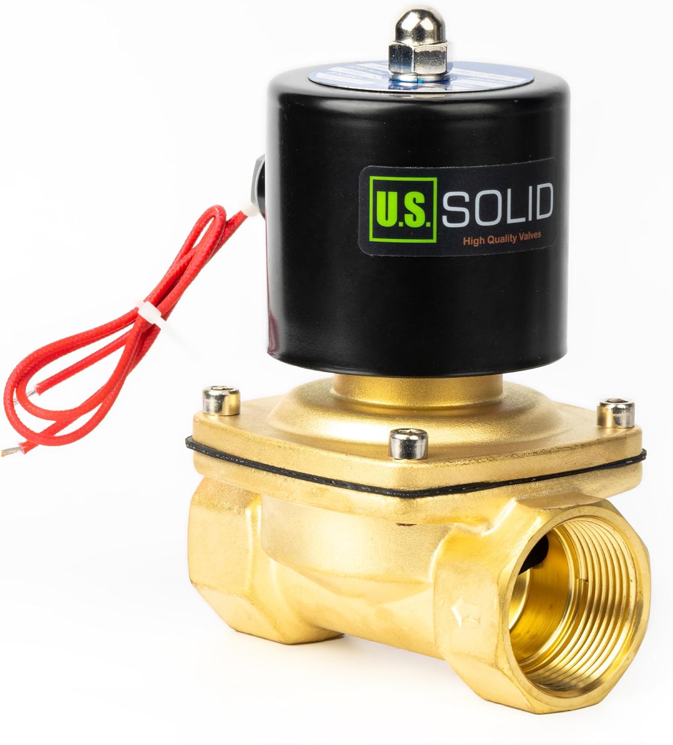 U.S. Solid 1-1/4" Solenoid Valve - 110V AC Brass Electric Solenoid Valve, Normally Closed, Viton Seal