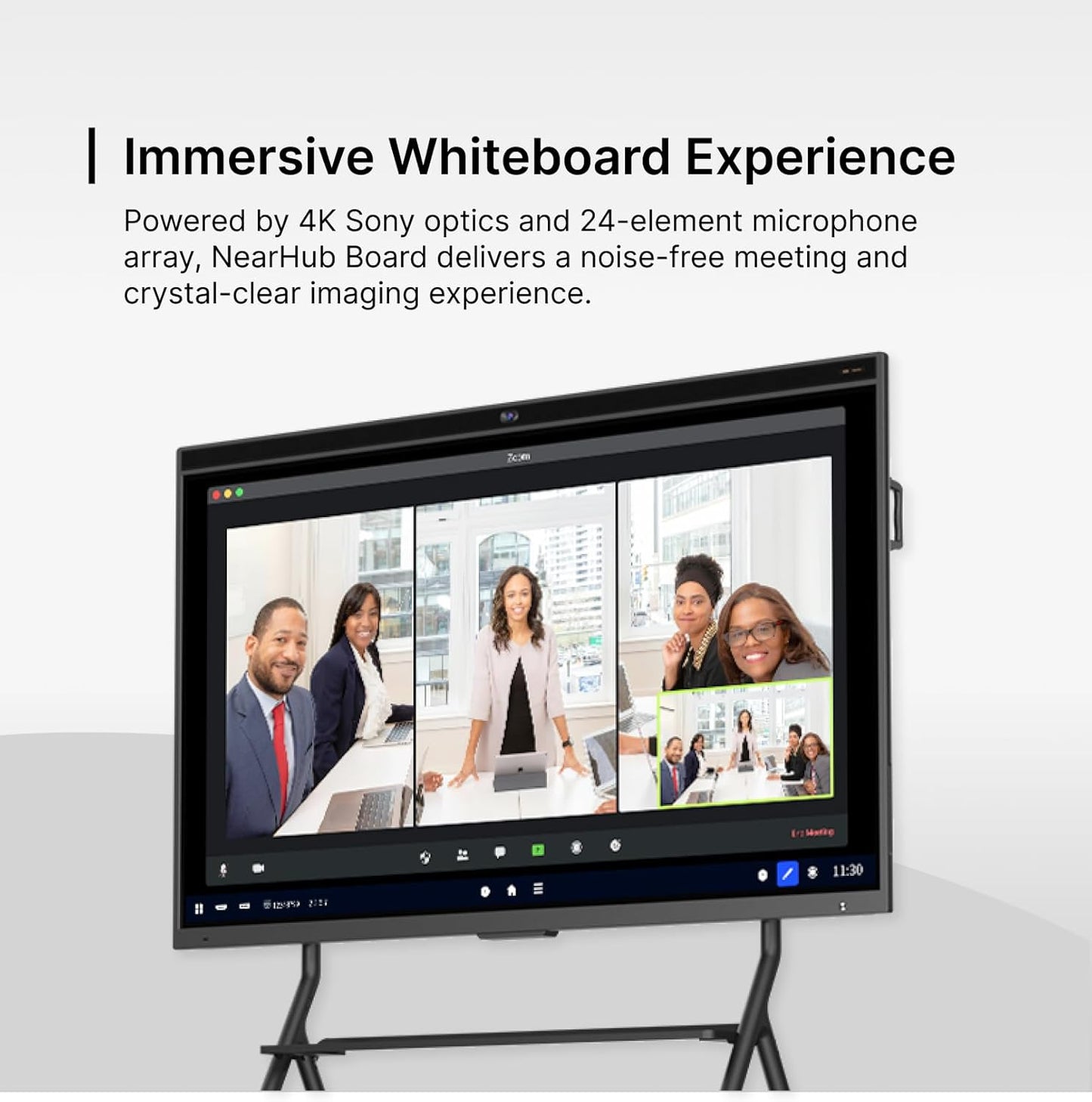 NearHub 75'' Interactive Smart Whiteboard,AI -Powered 4K Camera,MEMS 24-mic Array with Noise Reduction,All-in-One Whiteboard for Hybrid Collaboration with AndriodOS & Open App Ecosystem (Board+Stand)