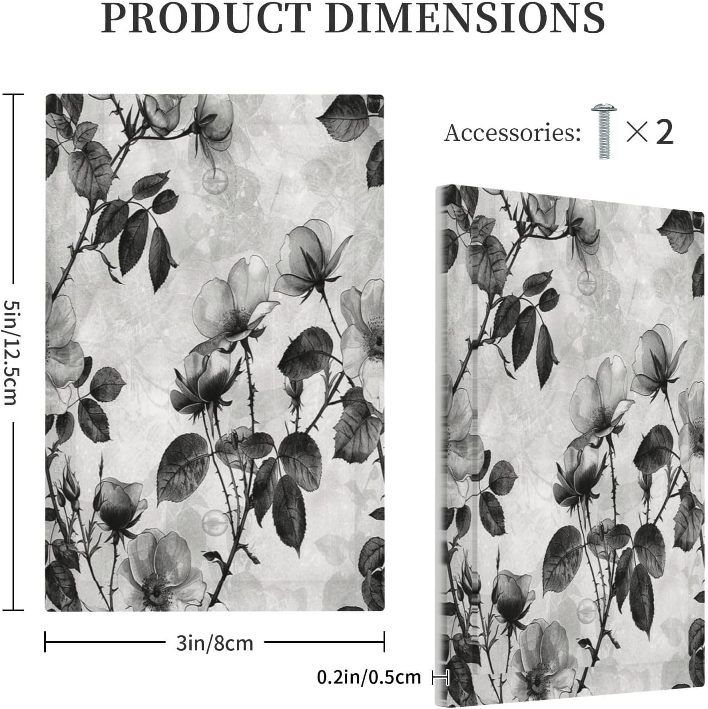 Light Switch Cover Plate Black Breezy Watercolor Garden Floral 1 Gang No Device Blank Electrical Wall Plates Faceplate Decorative Switch Plate for Bedroom Home Decor