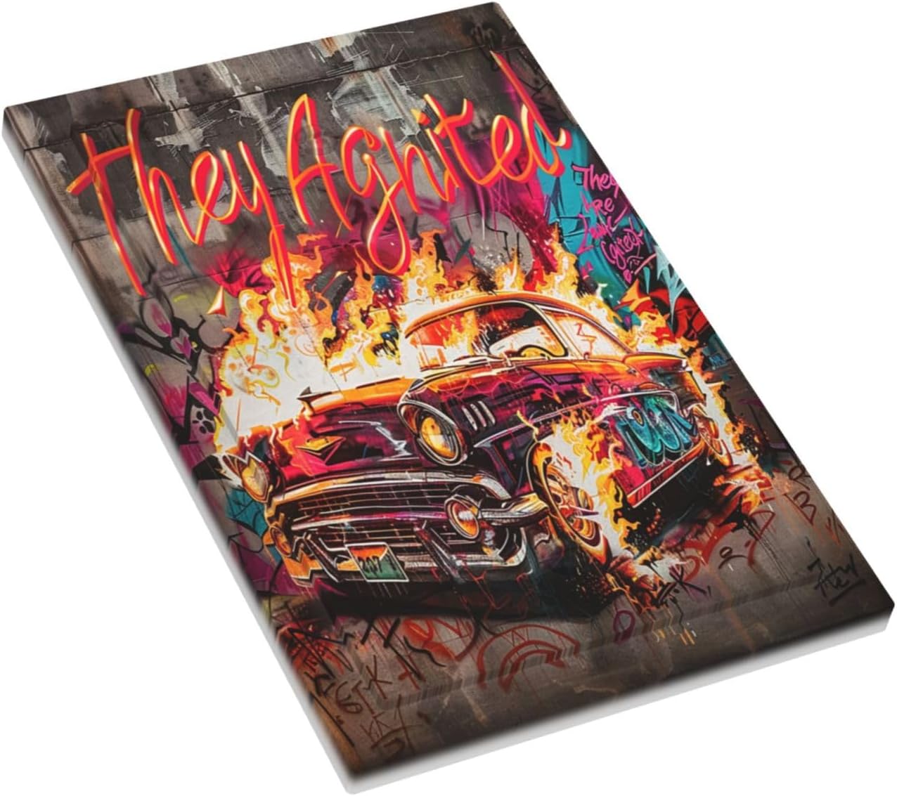 Light Switch Cover Plate Hip Hop Street Graffiti Flame Car 1 Gang No Device Blank Electrical Wall Plates Faceplate Decorative Switch Plate for Bedroom living Room Decor