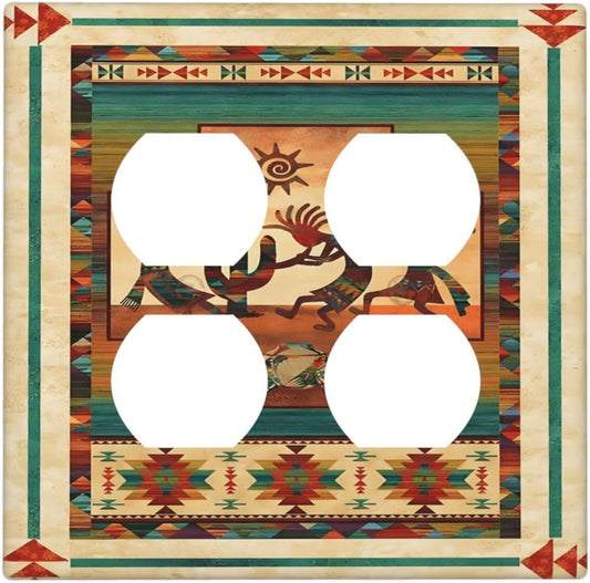 Decorative Outlet Covers Native American African Afro 2 Gang Wall Plate Double Duplex Light Switch Cover Switch Plate Covers Faceplate for Home Bedroom Decor