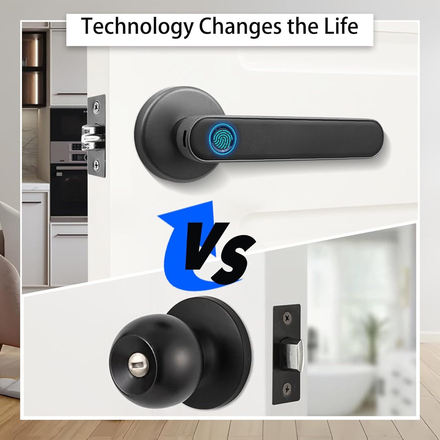 Fingerprint Smart Door Lock, Biometric Door Lock with App for Bedroom, Home, Apartment, Hotel (Grey)