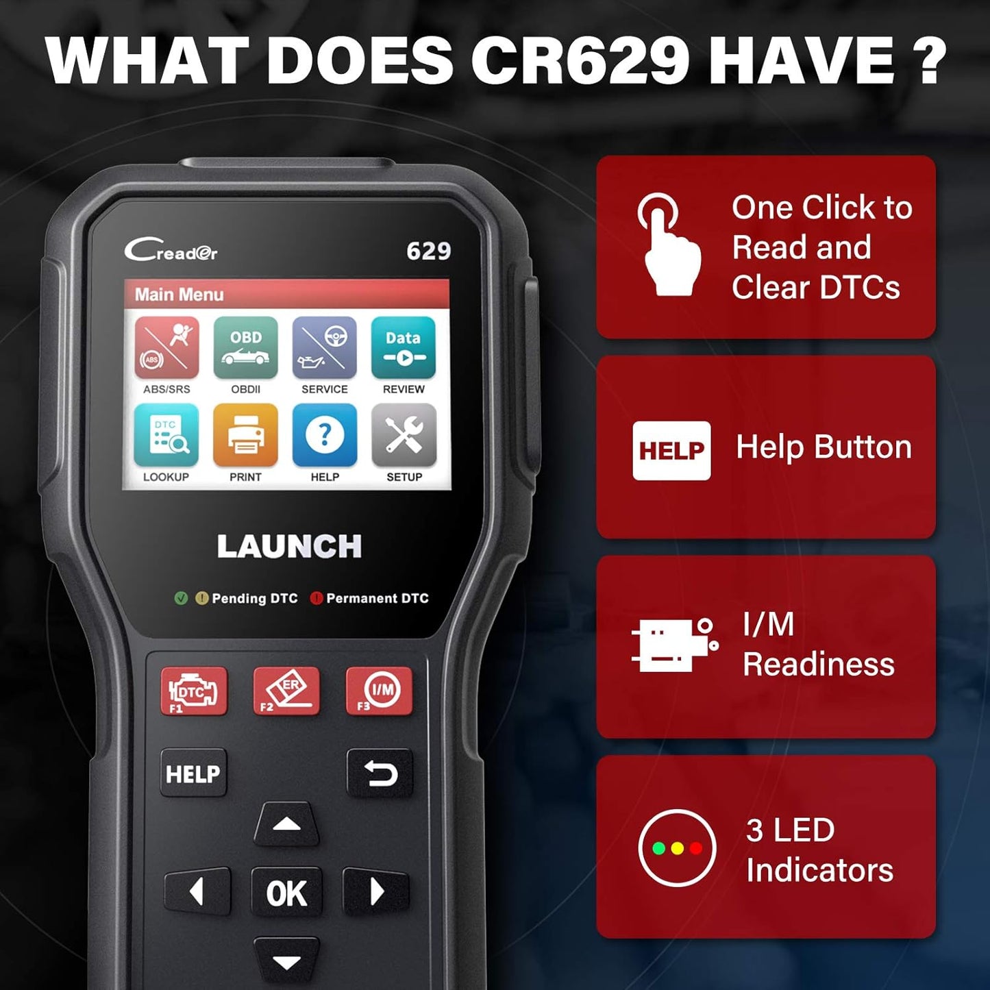 Launch CR629 OBD2 Scanner 2026 Scan Tool with Reset Oil/BMS Service+Live Data, Professional Mechanic Full OBDII Diagnostic Code Reader for Read/Clear DTCs Lifetime Free Update