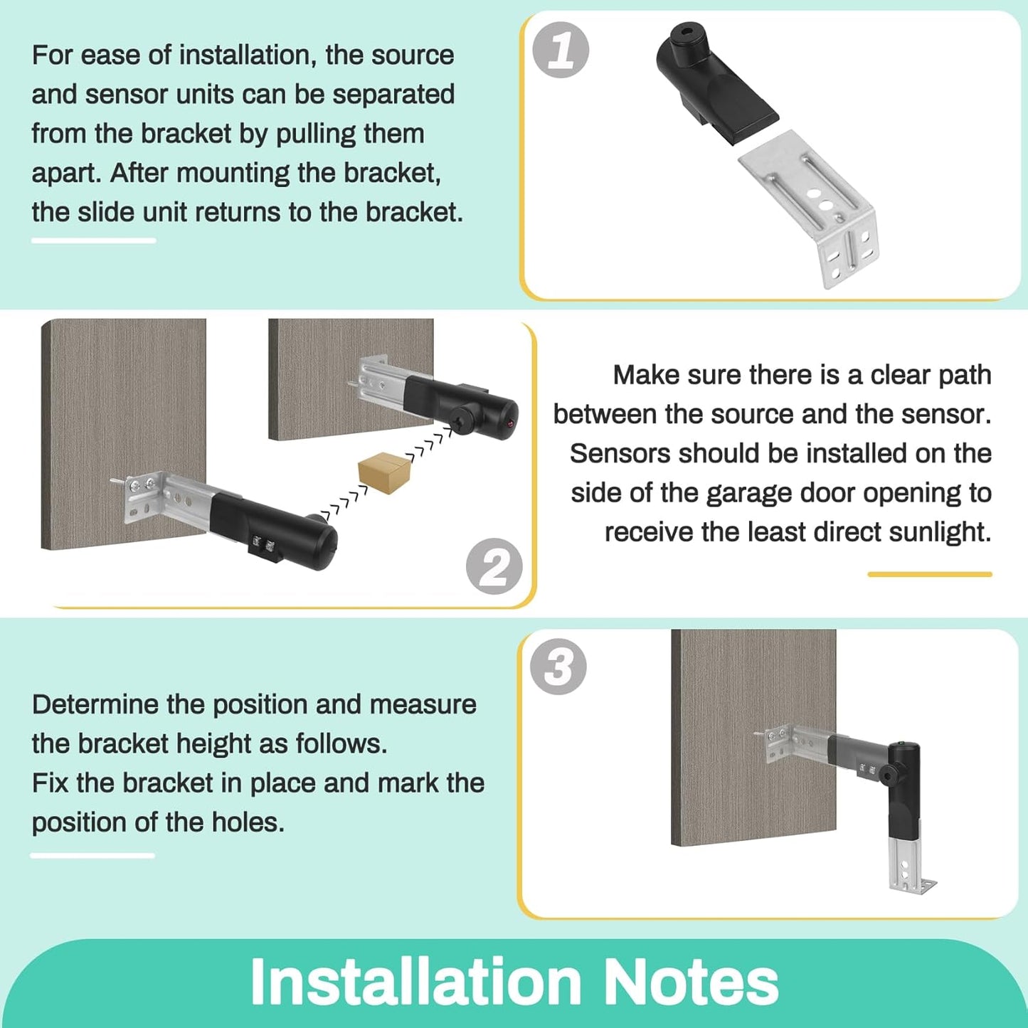 for Genie Garage Door Sensor, Replacement for Genie/Overhead Garage Door Sensor, Compatible with Genie/Overhead Garage Door Opener Made After 1993, Item Includes Two Sensors (Receiving&Sending)