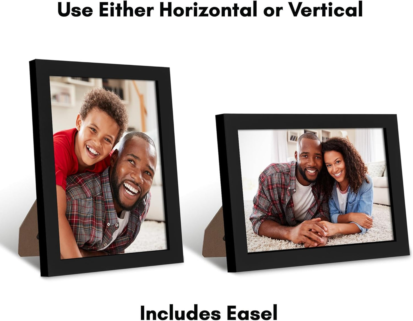 Americanflat 8x11 Picture Frame with Shatter-Resistant Glass - Signature Collection - Gallery-Style Frames Made of Engineered Wood - Photo Frame for Tabletop and Wall Display - Black