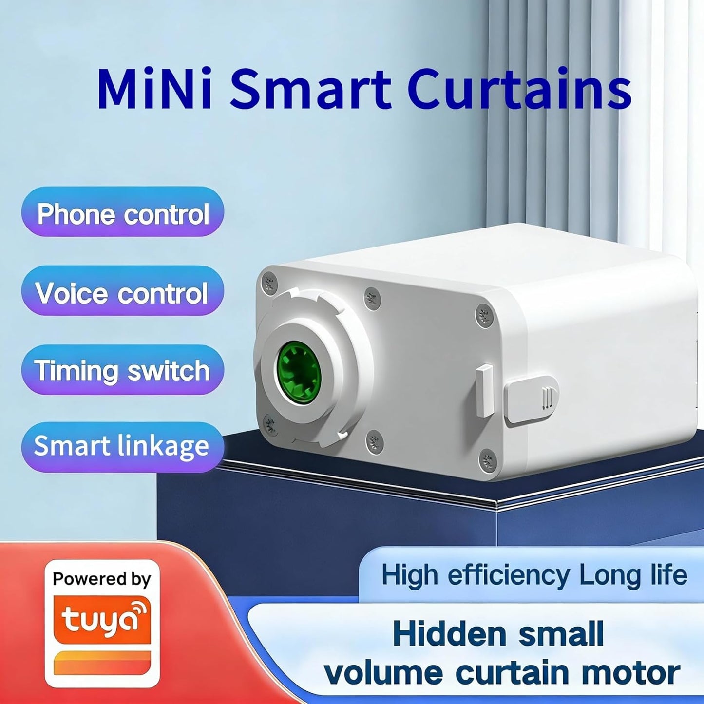 Smart Curtain Track System with Mini Zigbee Motor, Automatic Ceiling Curtain Opener, Motorized Curtains Rod 165.3''(4.2m) with App, Voice, Remote Control,Compatible with Alexa,Google and Siri
