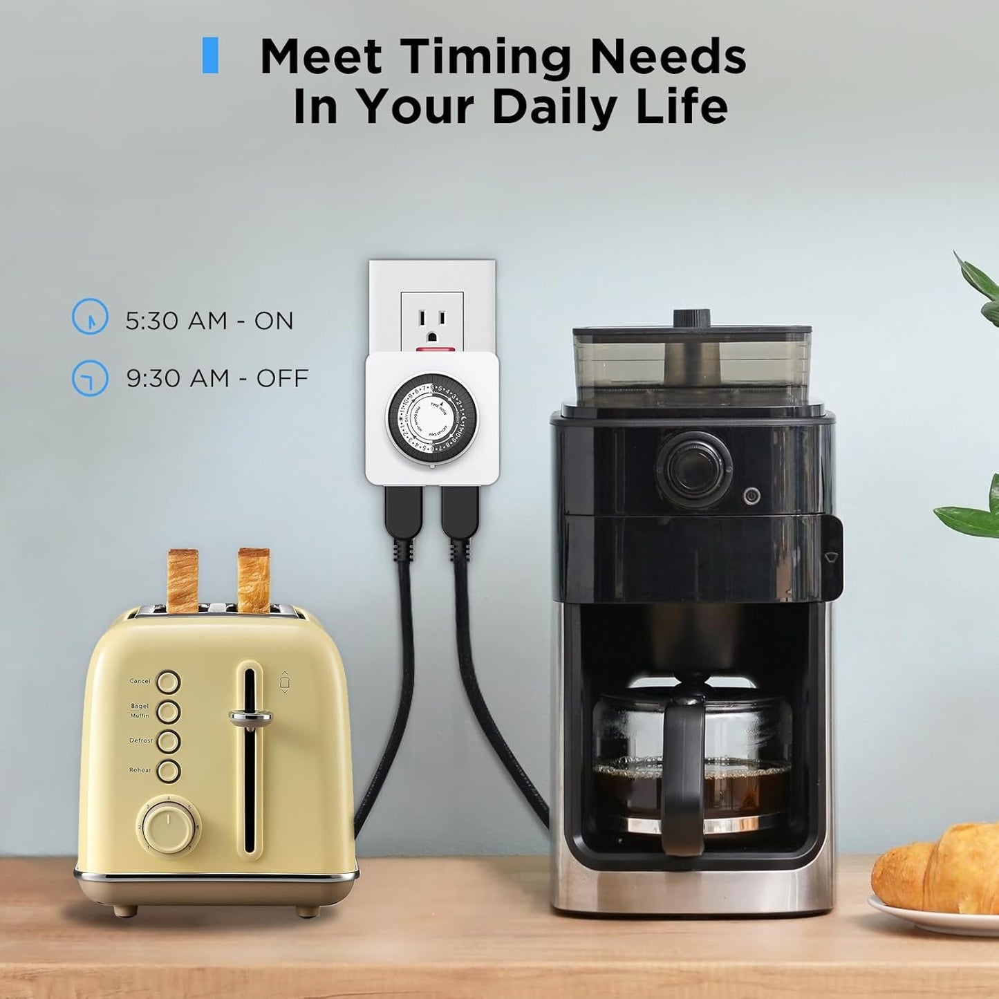 G-ELEK Timers for Electrical Outlets Indoor, 24-Hour Dual Outlet Timer, Christmas Tree Timer Indoor, 3 Prong Light Timers Indoor, Daily Cycle, 125V 15A, ETL Listed