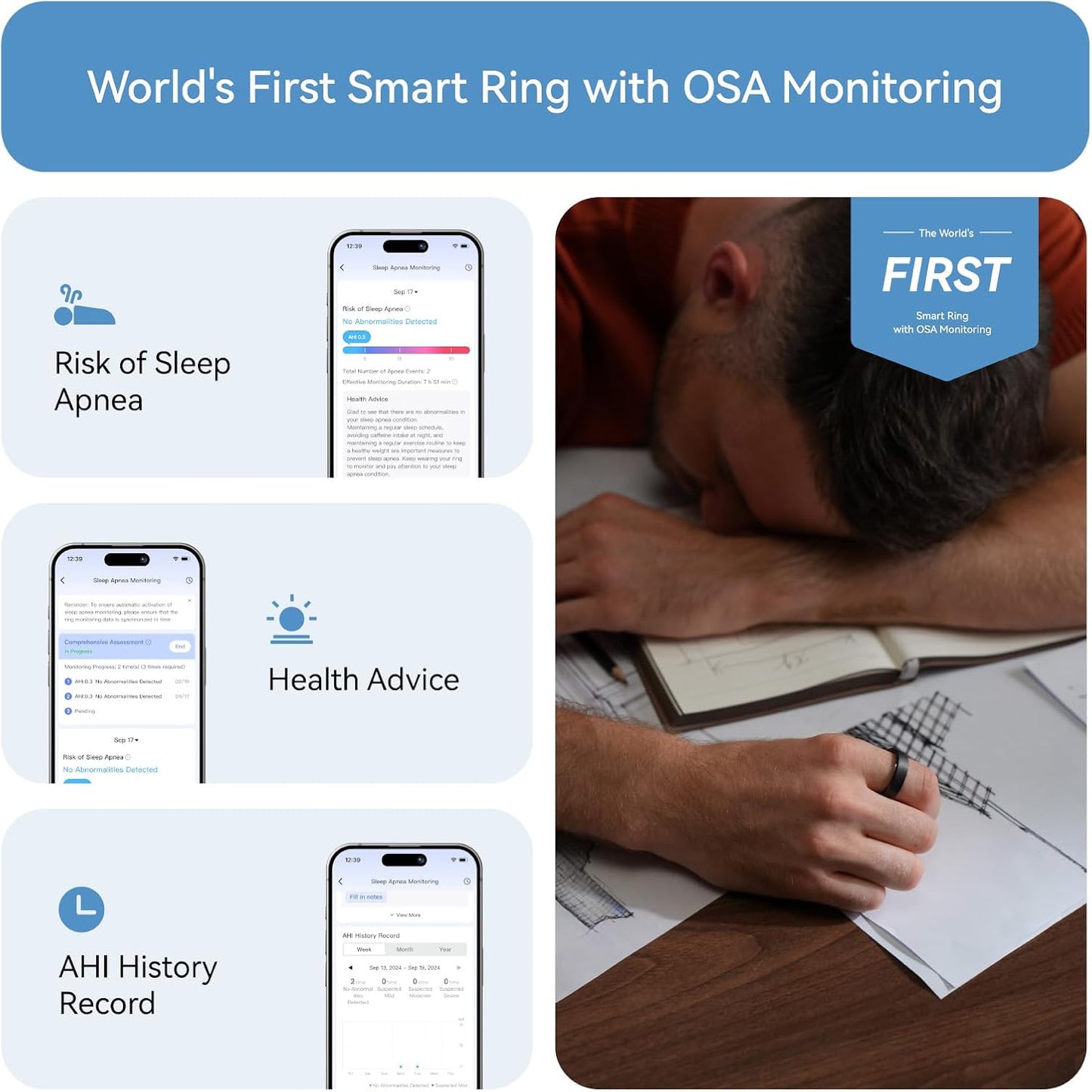 RingConn Gen 2, World’s First Smart Ring with Sleep Apnea Monitoring, No APP Subscription, 12-Day Battery Life, Stress/Heart Rate/Women's Health Tracker, Android & iOS Compatible (Black, Size 11)